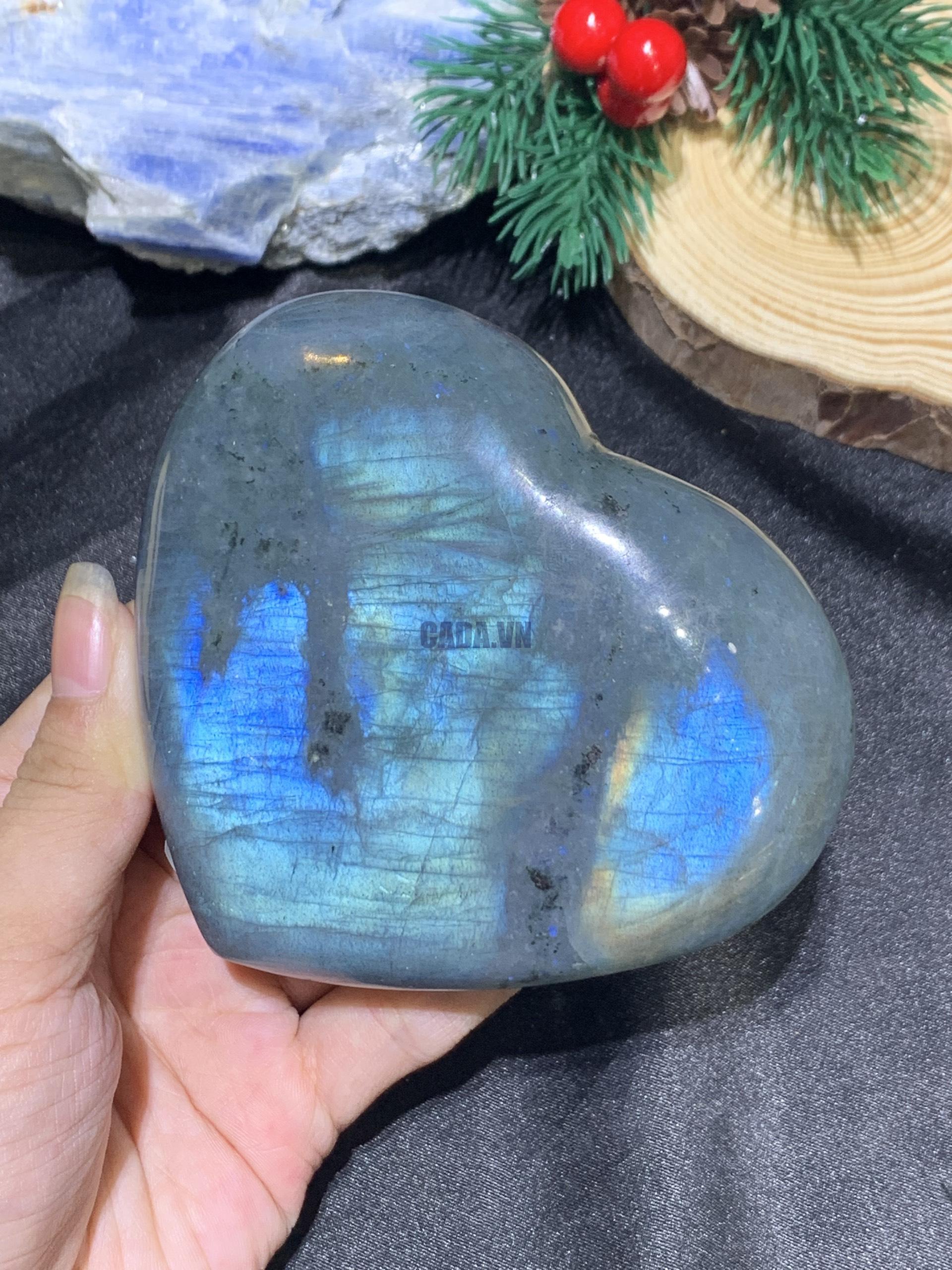 TRÁI TIM ĐÁ XÀ CỪ – Labradorite (TXC48) – KT: 8*9CM, KL: 0,398KG