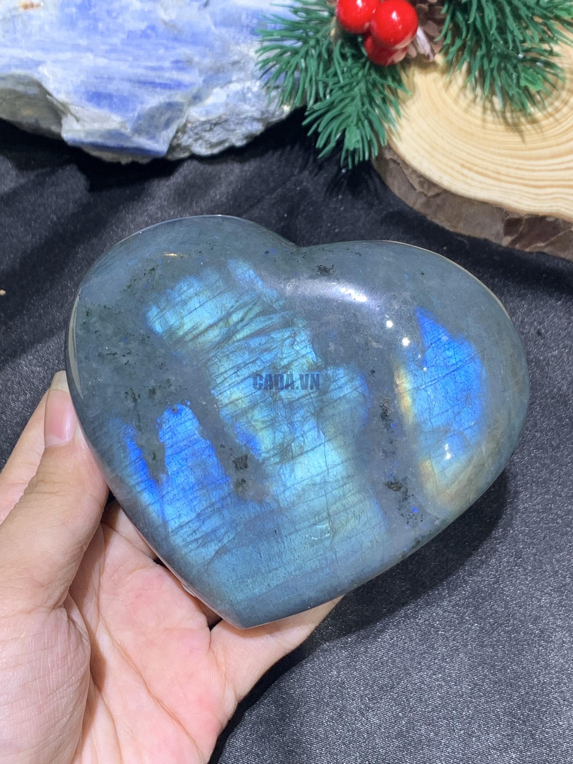 TRÁI TIM ĐÁ XÀ CỪ – Labradorite (TXC48) – KT: 8*9CM, KL: 0,398KG