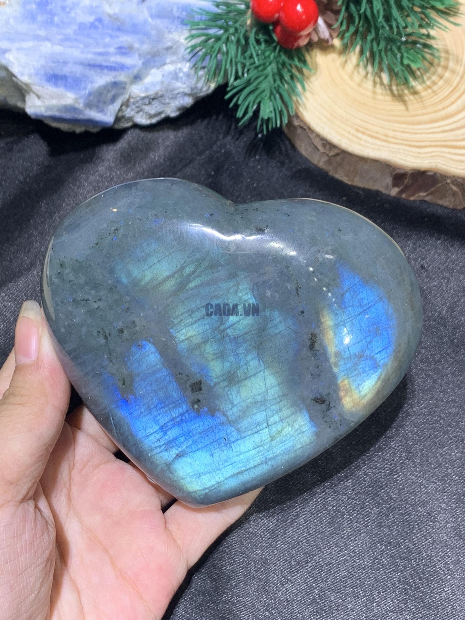 TRÁI TIM ĐÁ XÀ CỪ – Labradorite (TXC48) – KT: 8*9CM, KL: 0,398KG