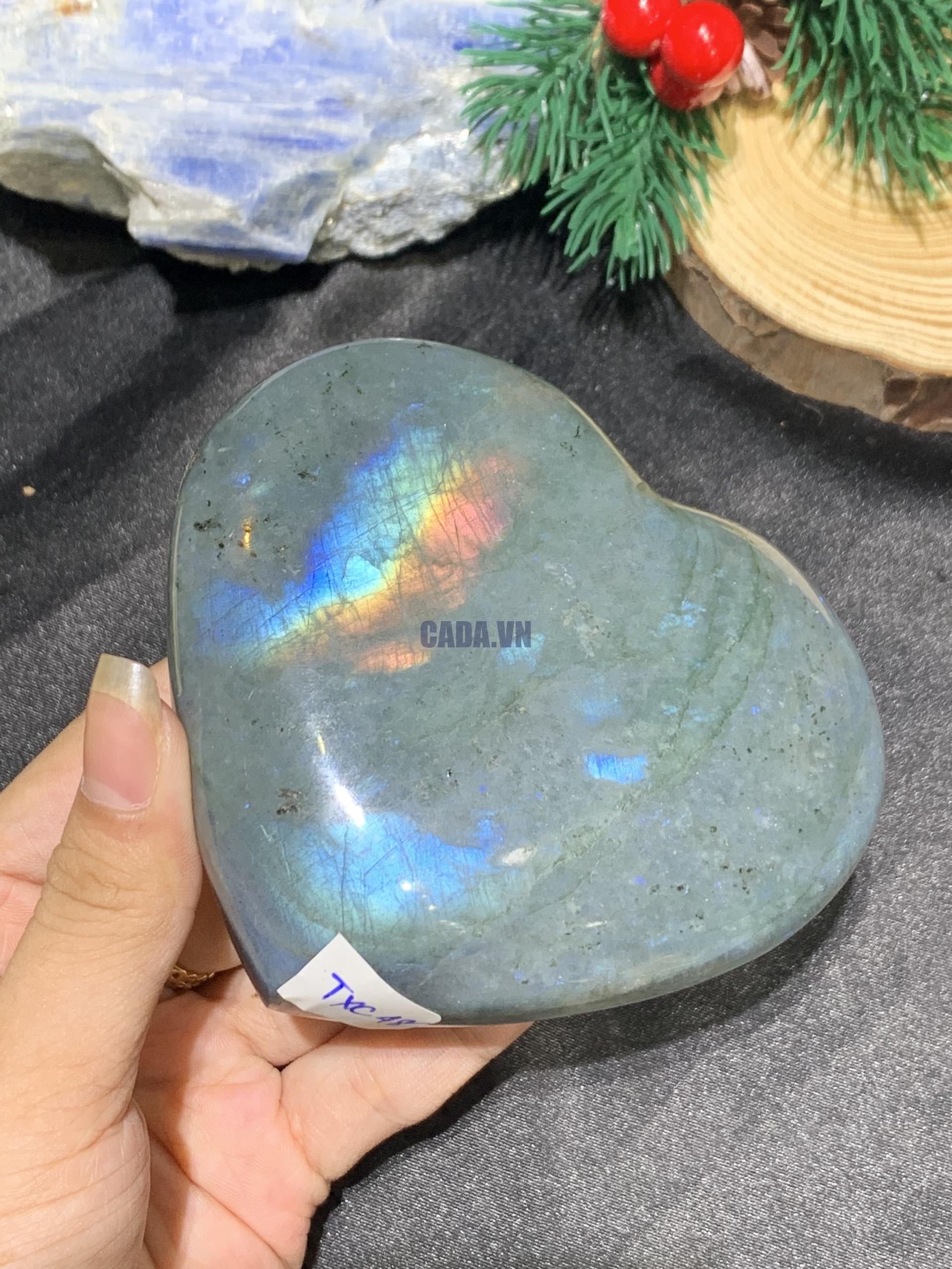 TRÁI TIM ĐÁ XÀ CỪ – Labradorite (TXC48) – KT: 8*9CM, KL: 0,398KG