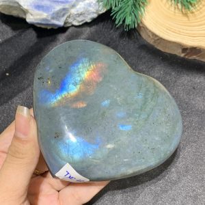 TRÁI TIM ĐÁ XÀ CỪ – Labradorite (TXC48) – KT: 8*9CM, KL: 0,398KG