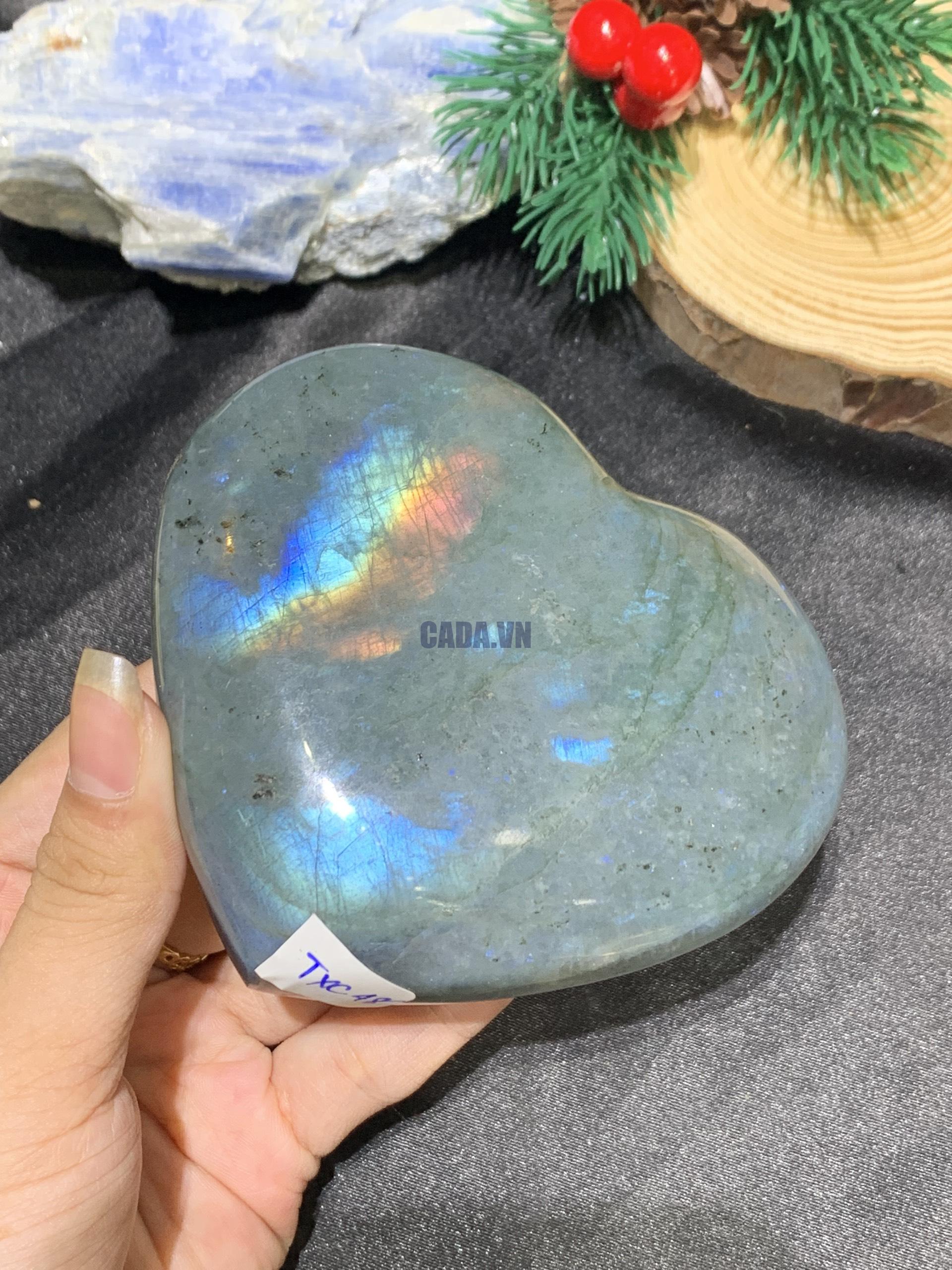 TRÁI TIM ĐÁ XÀ CỪ – Labradorite (TXC48) – KT: 8*9CM, KL: 0,398KG