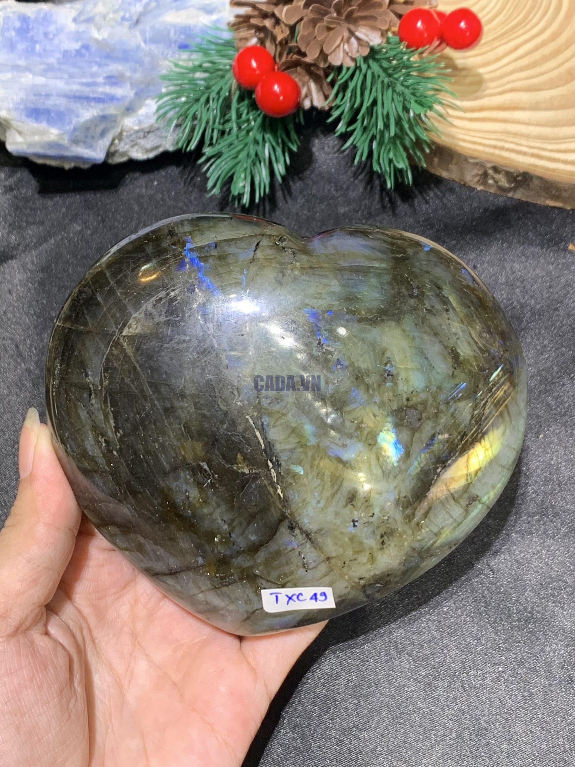 TRÁI TIM ĐÁ XÀ CỪ – Labradorite (TXC49) – KT: 10*11CM, KL: 0,666KG