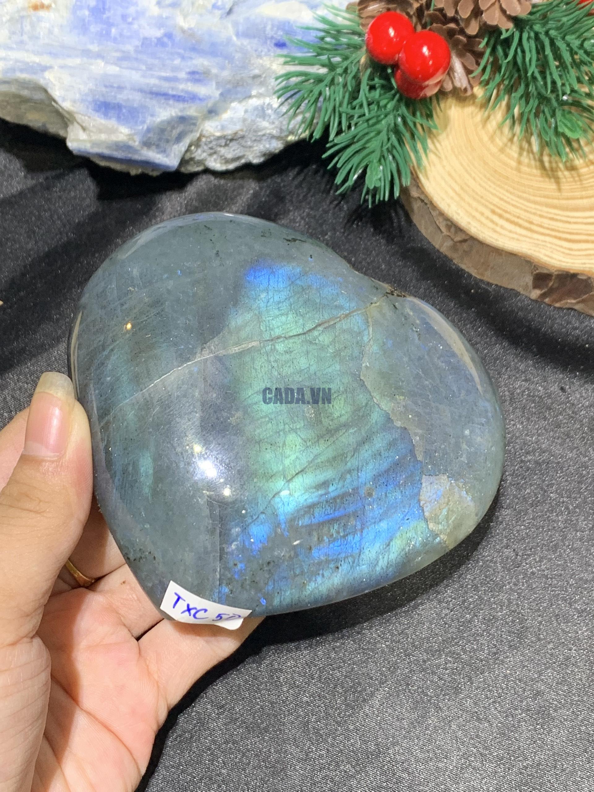 TRÁI TIM ĐÁ XÀ CỪ – Labradorite (TXC50) – KT: 9*11CM, KL: 0,674KG