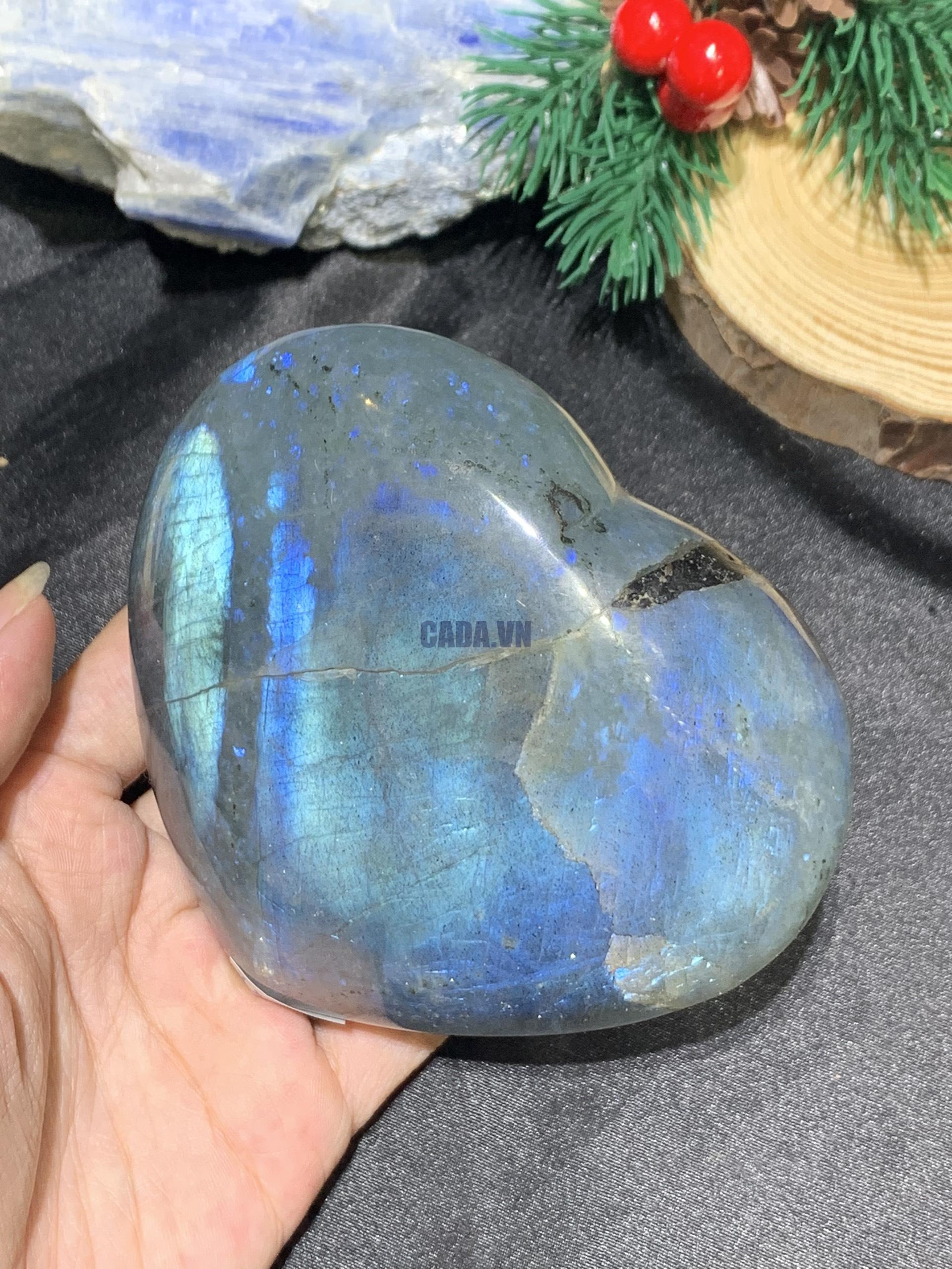 TRÁI TIM ĐÁ XÀ CỪ – Labradorite (TXC50) – KT: 9*11CM, KL: 0,674KG