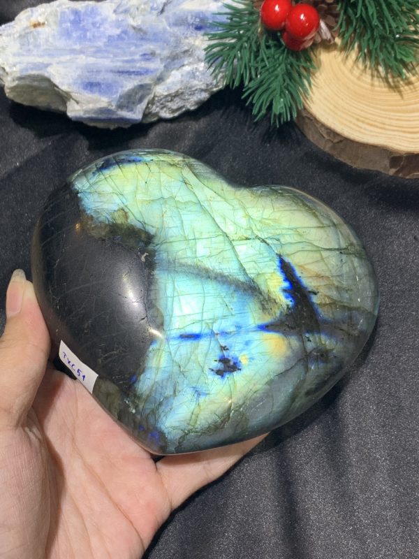 TRÁI TIM ĐÁ XÀ CỪ – Labradorite (TXC51) – KT: 10*11CM, KL: 0,786KG