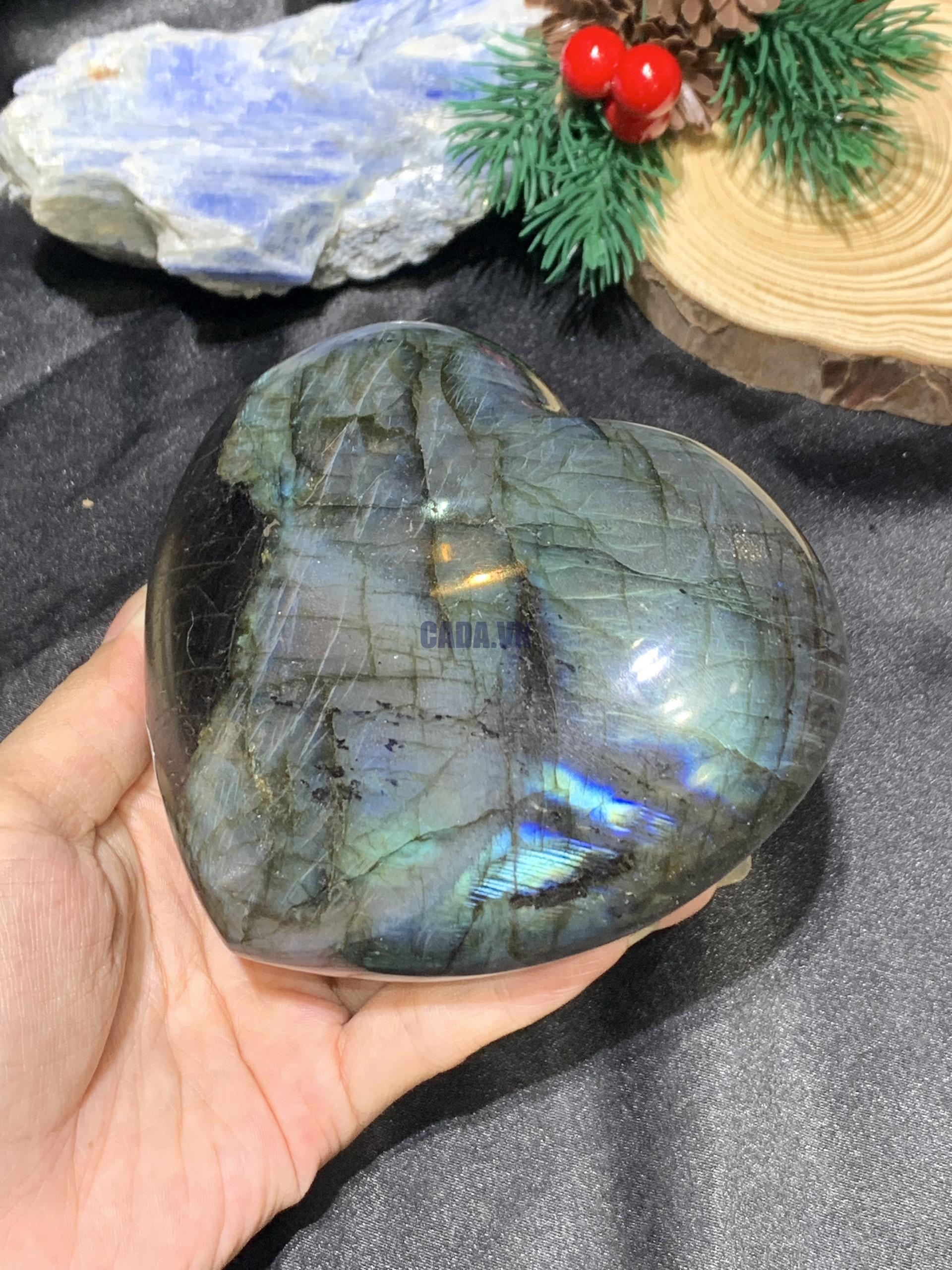 TRÁI TIM ĐÁ XÀ CỪ – Labradorite (TXC51) – KT: 10*11CM, KL: 0,786KG