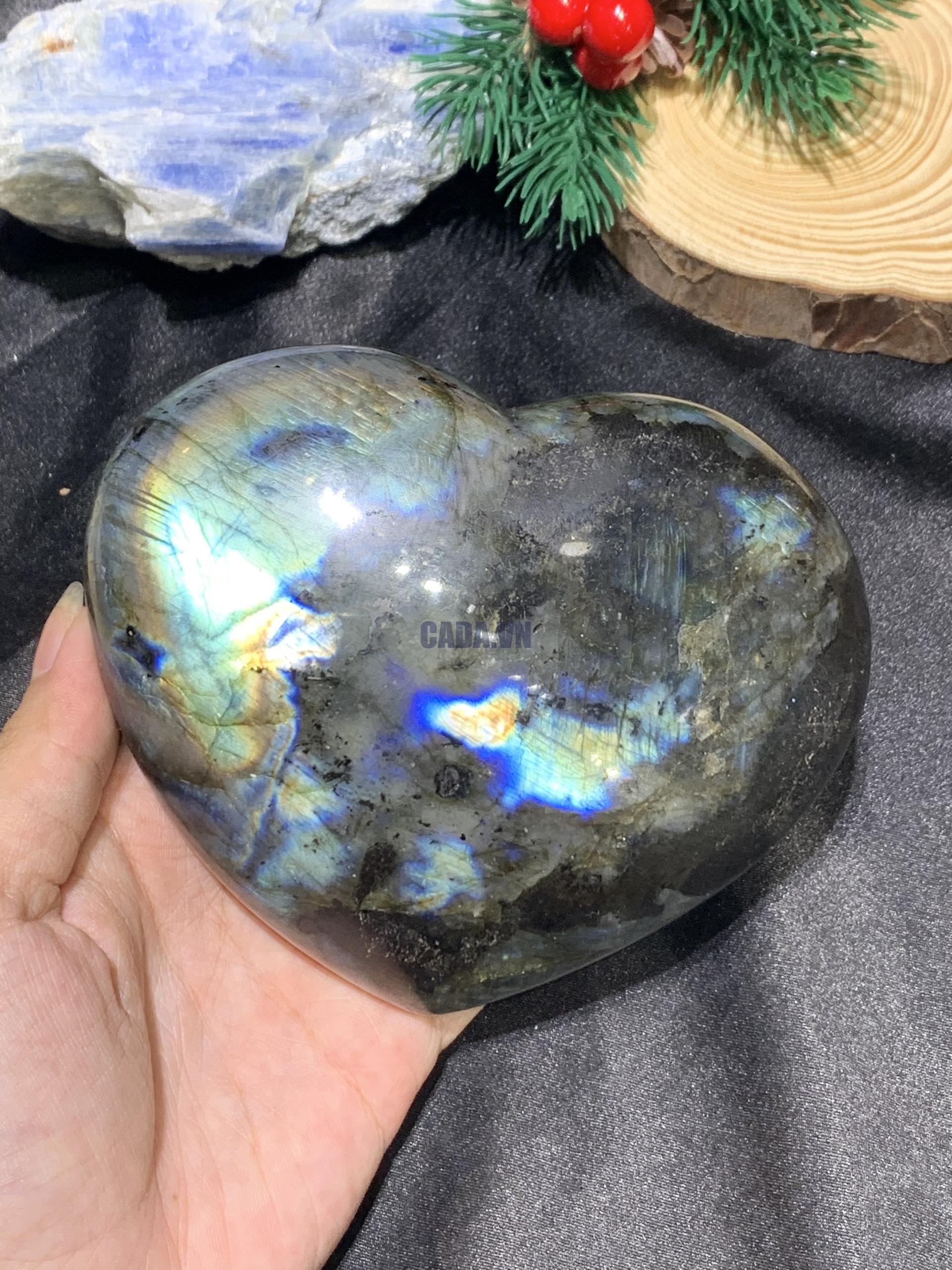 TRÁI TIM ĐÁ XÀ CỪ – Labradorite (TXC51) – KT: 10*11CM, KL: 0,786KG