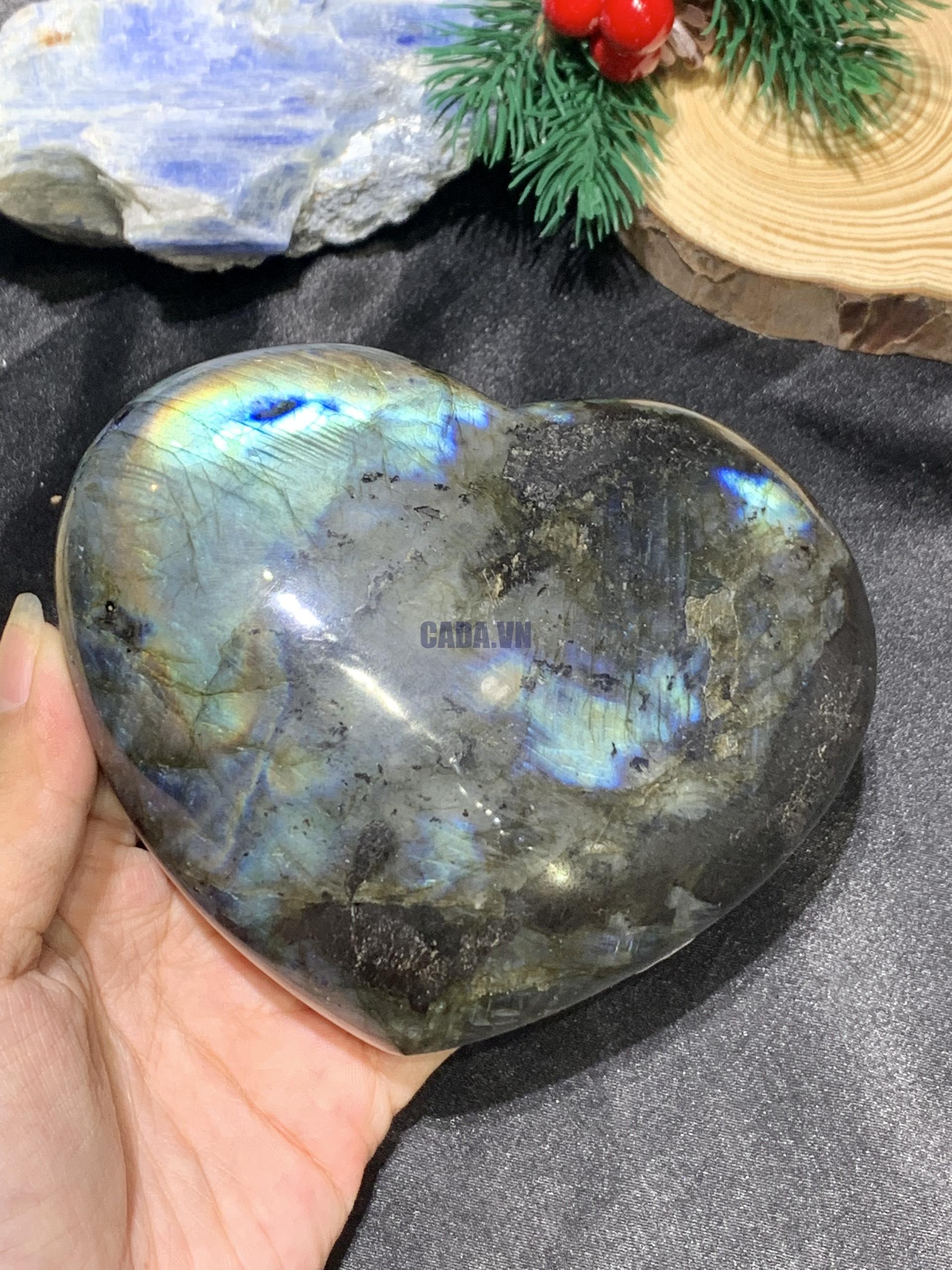 TRÁI TIM ĐÁ XÀ CỪ – Labradorite (TXC51) – KT: 10*11CM, KL: 0,786KG