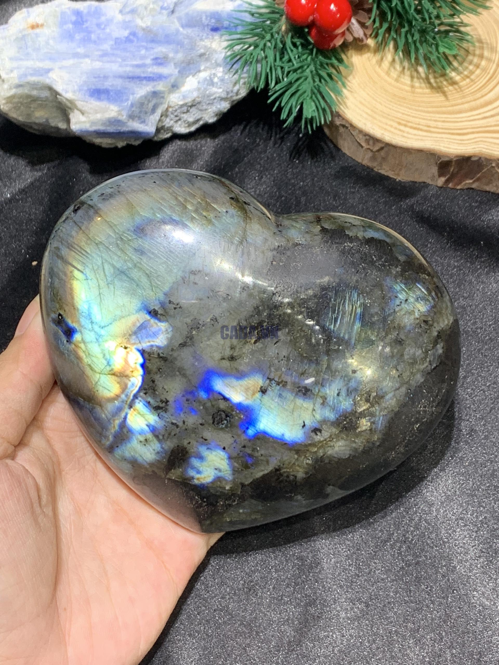 TRÁI TIM ĐÁ XÀ CỪ – Labradorite (TXC51) – KT: 10*11CM, KL: 0,786KG
