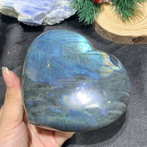 TRÁI TIM ĐÁ XÀ CỪ – Labradorite (TXC52) – KT: 11,3*9CM, KL: 0,675KG