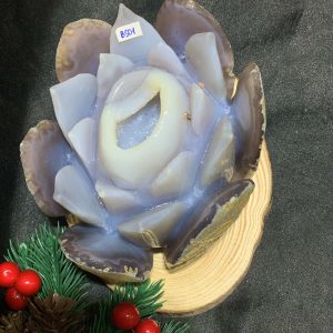 Liên Hoa - Hông Sen đá Mã Não tạc thủ công nguyên khối (BS01), KL: 0,906KG, KT: 12,5*9,5CM