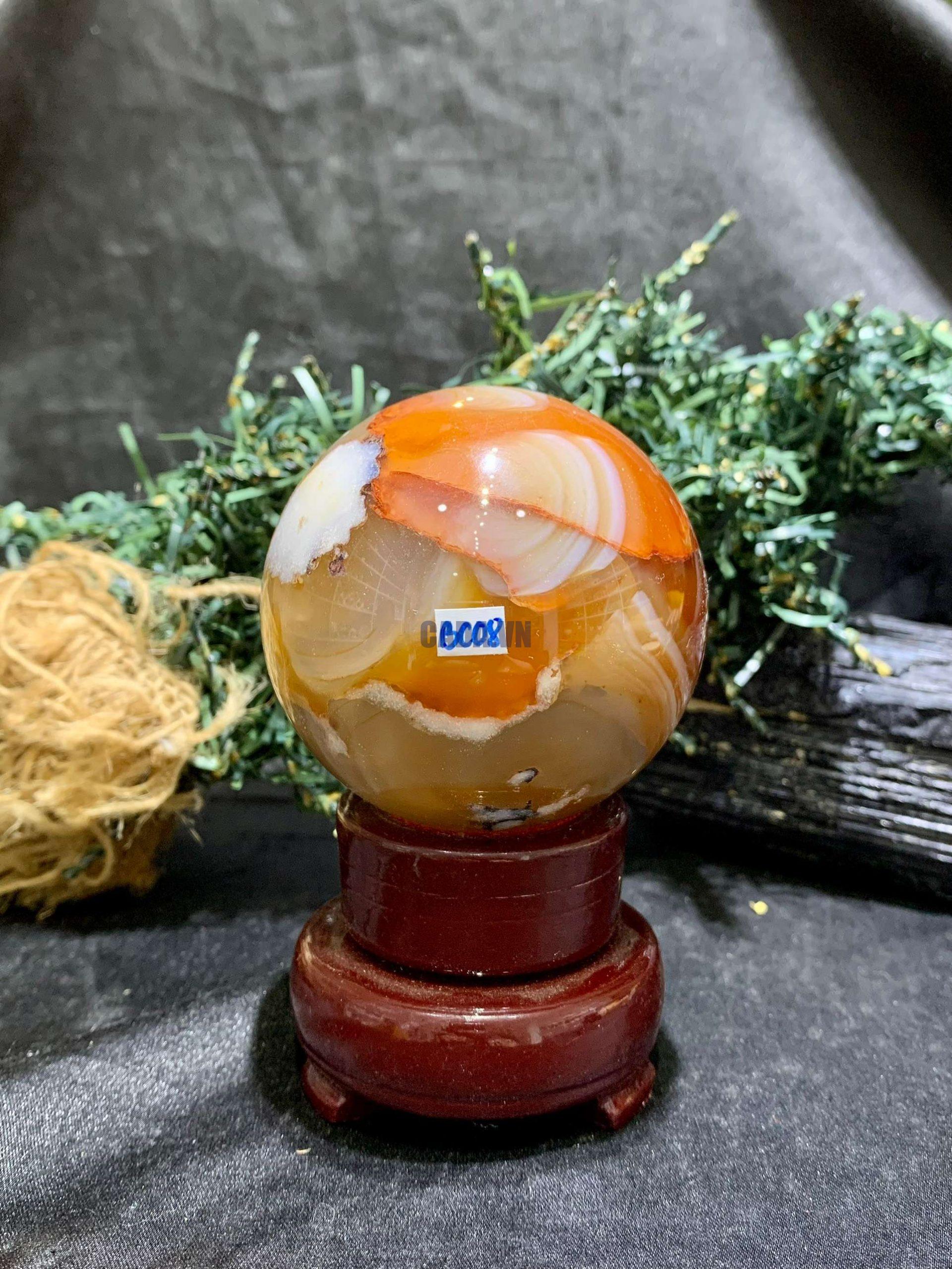 Bi cầu Carnelian (BC08), KL: 320gram – ĐK: 6.2cm | CADA DECOR