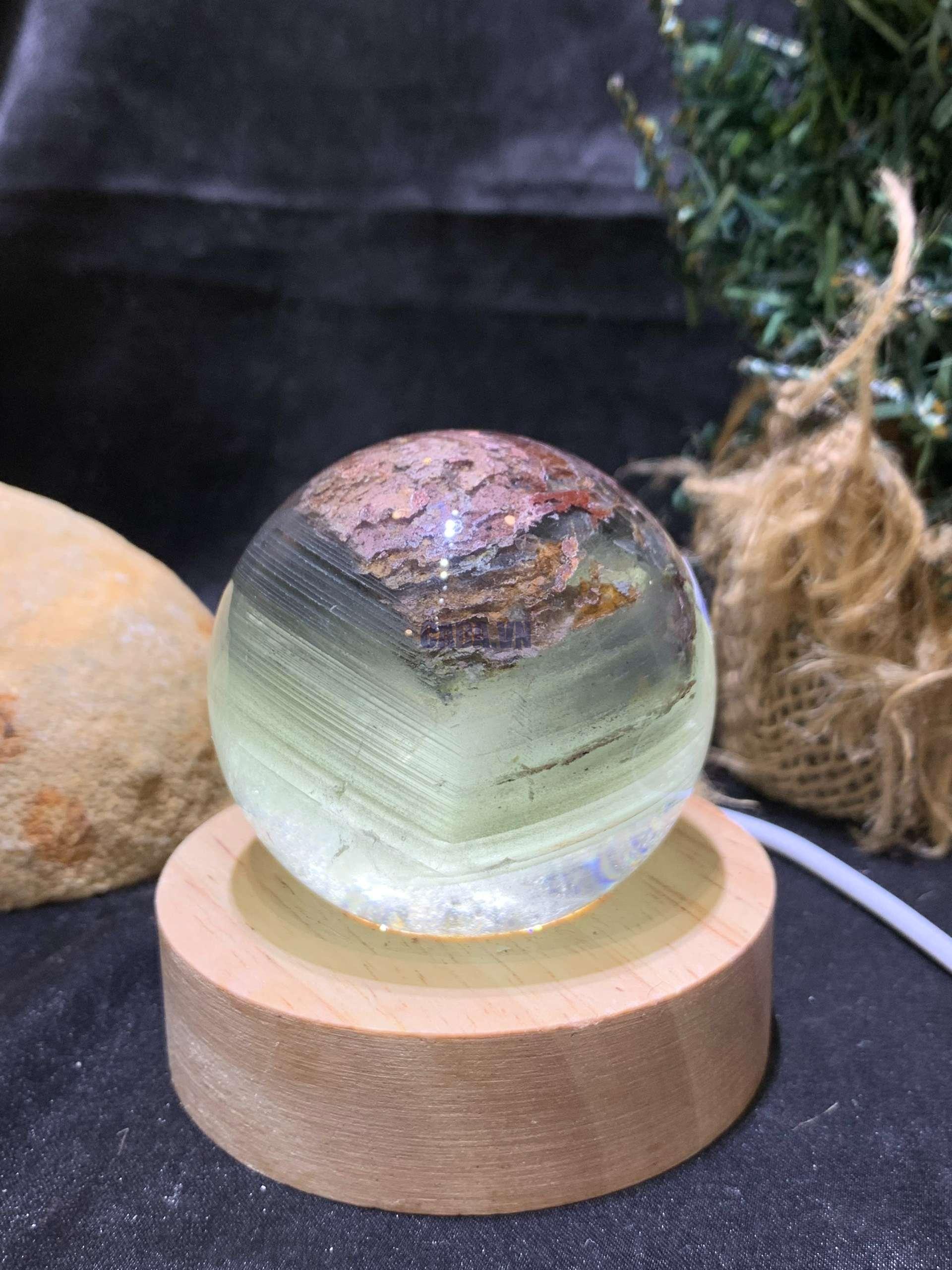 Bi cầu Thạch anh Ưu Linh – Garden Quartz (CG20), ĐK: 5,5cm – KL: 240gram | CADA DECOR