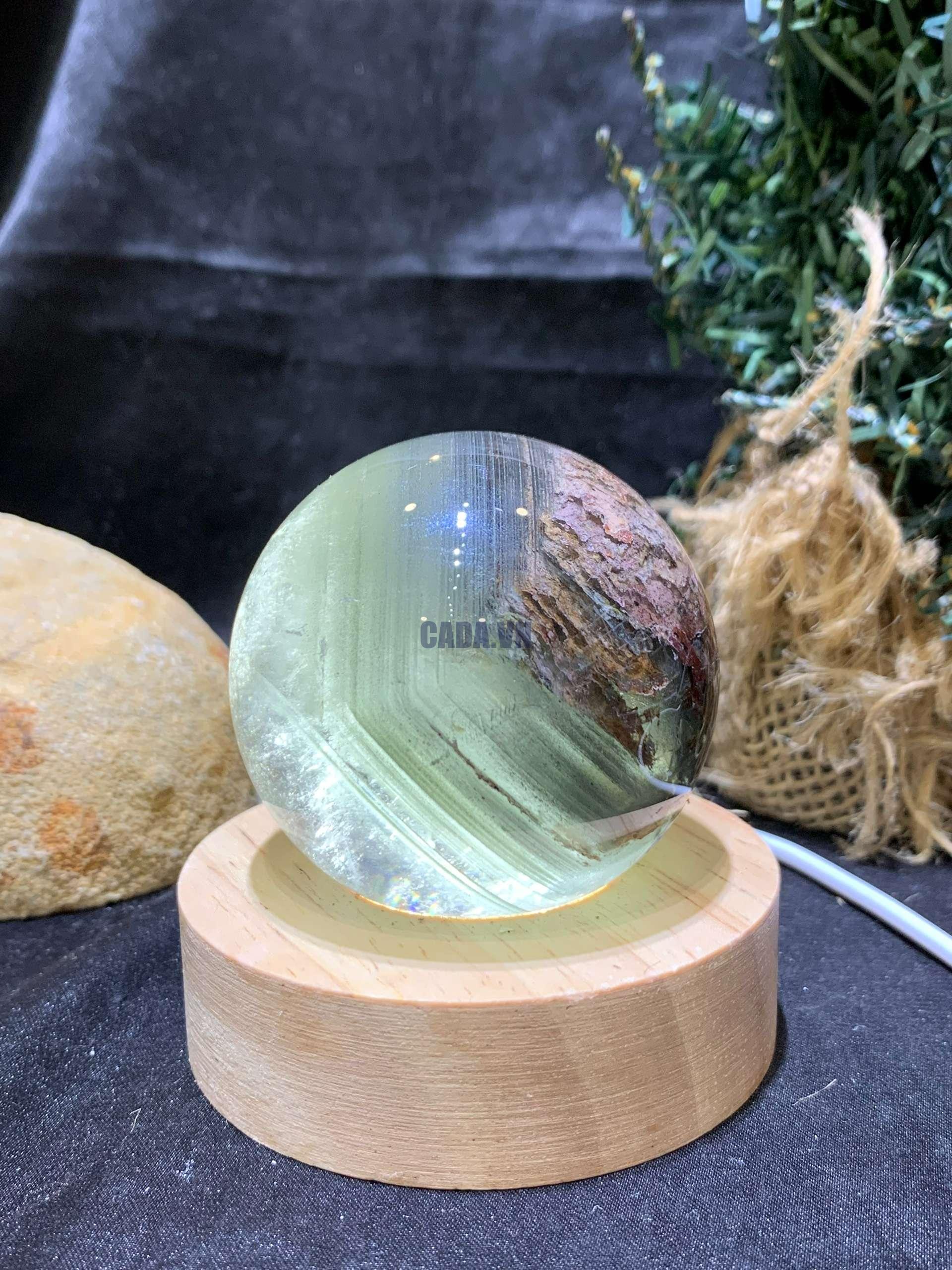 Bi cầu Thạch anh Ưu Linh – Garden Quartz (CG20), ĐK: 5,5cm – KL: 240gram | CADA DECOR