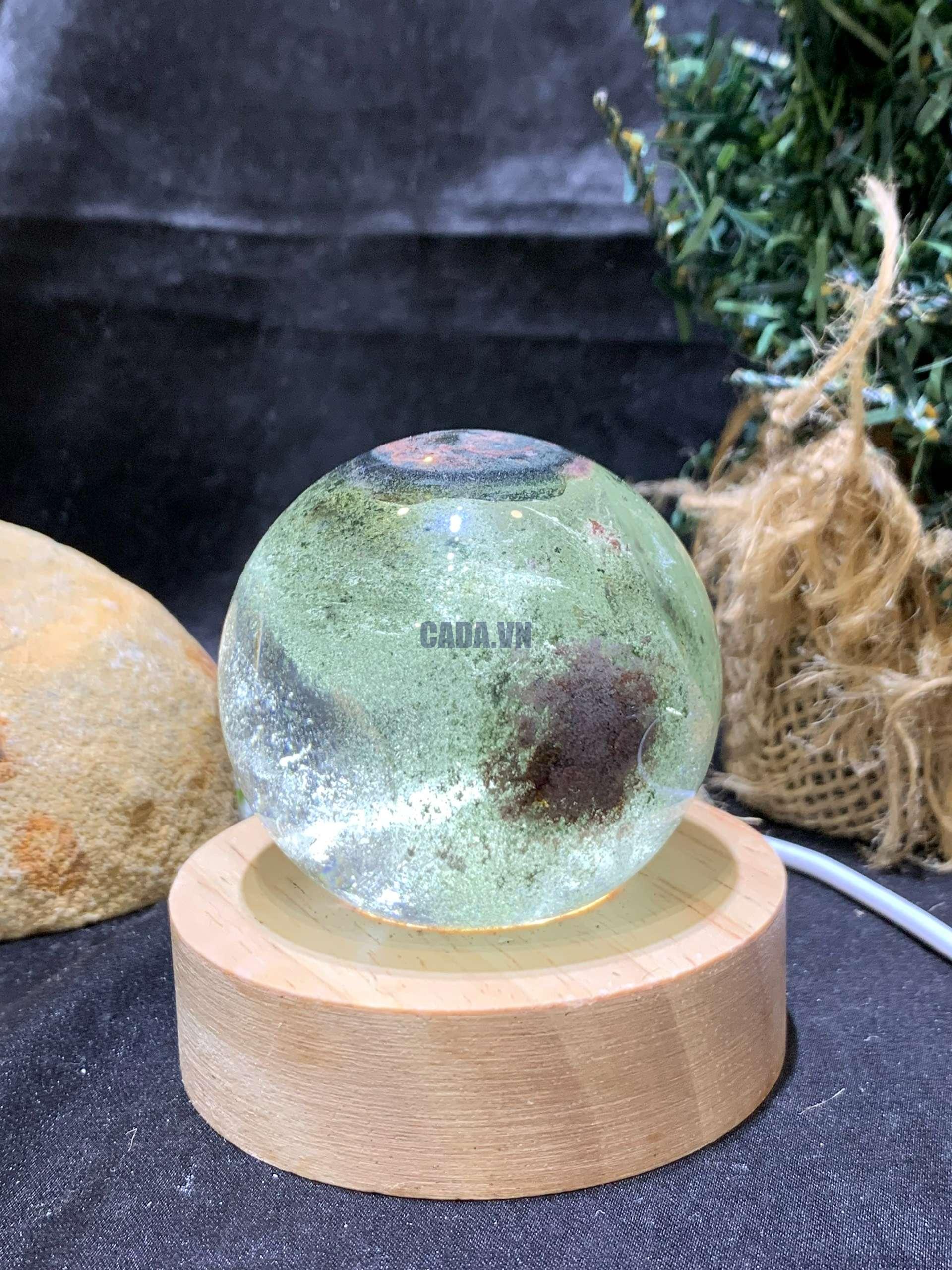 Bi cầu Thạch anh Ưu Linh – Garden Quartz (CG38), ĐK: 5,5cm – KL: 242gram | CADA DECOR