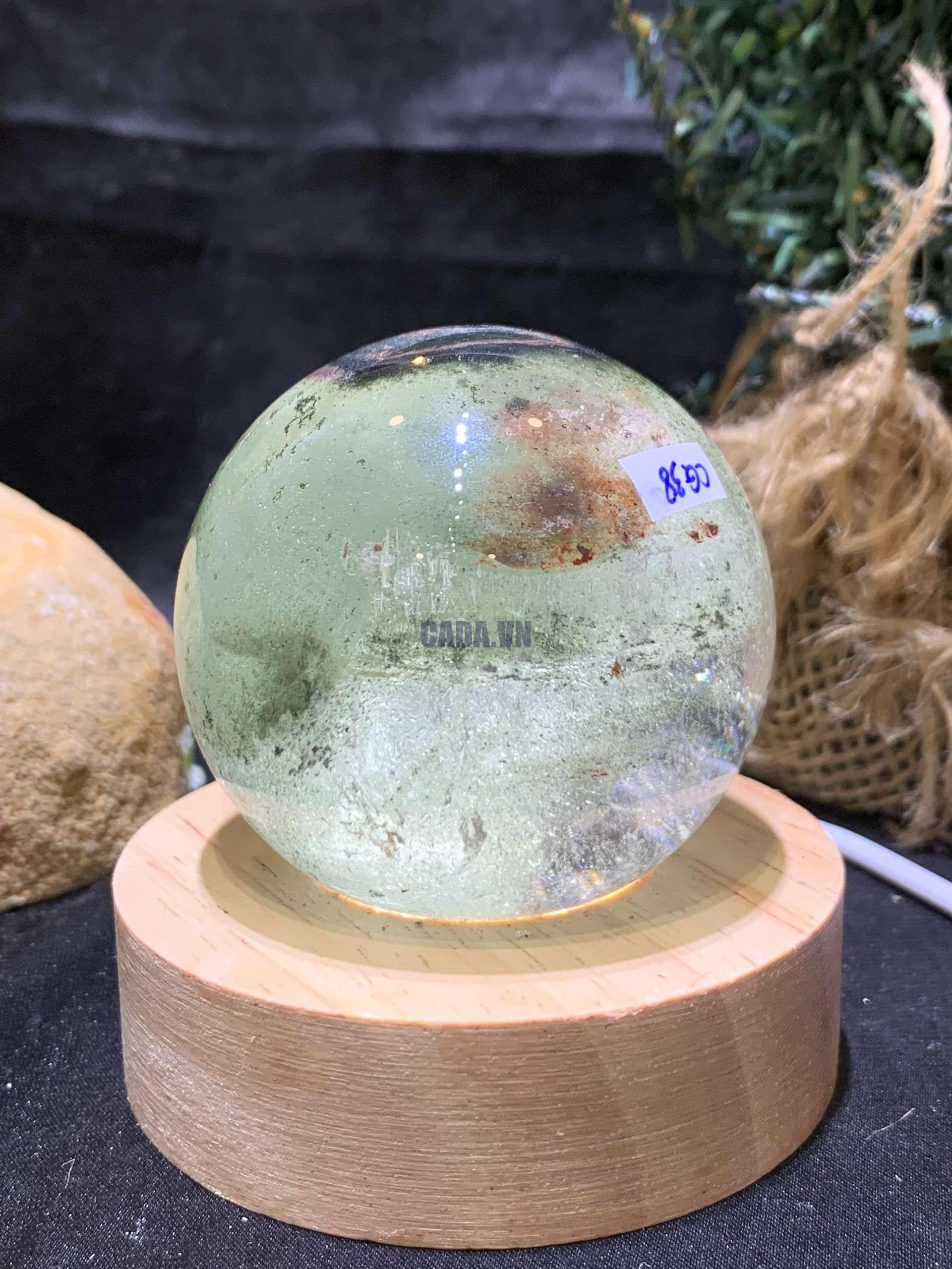 Bi cầu Thạch anh Ưu Linh – Garden Quartz (CG38), ĐK: 5,5cm – KL: 242gram | CADA DECOR