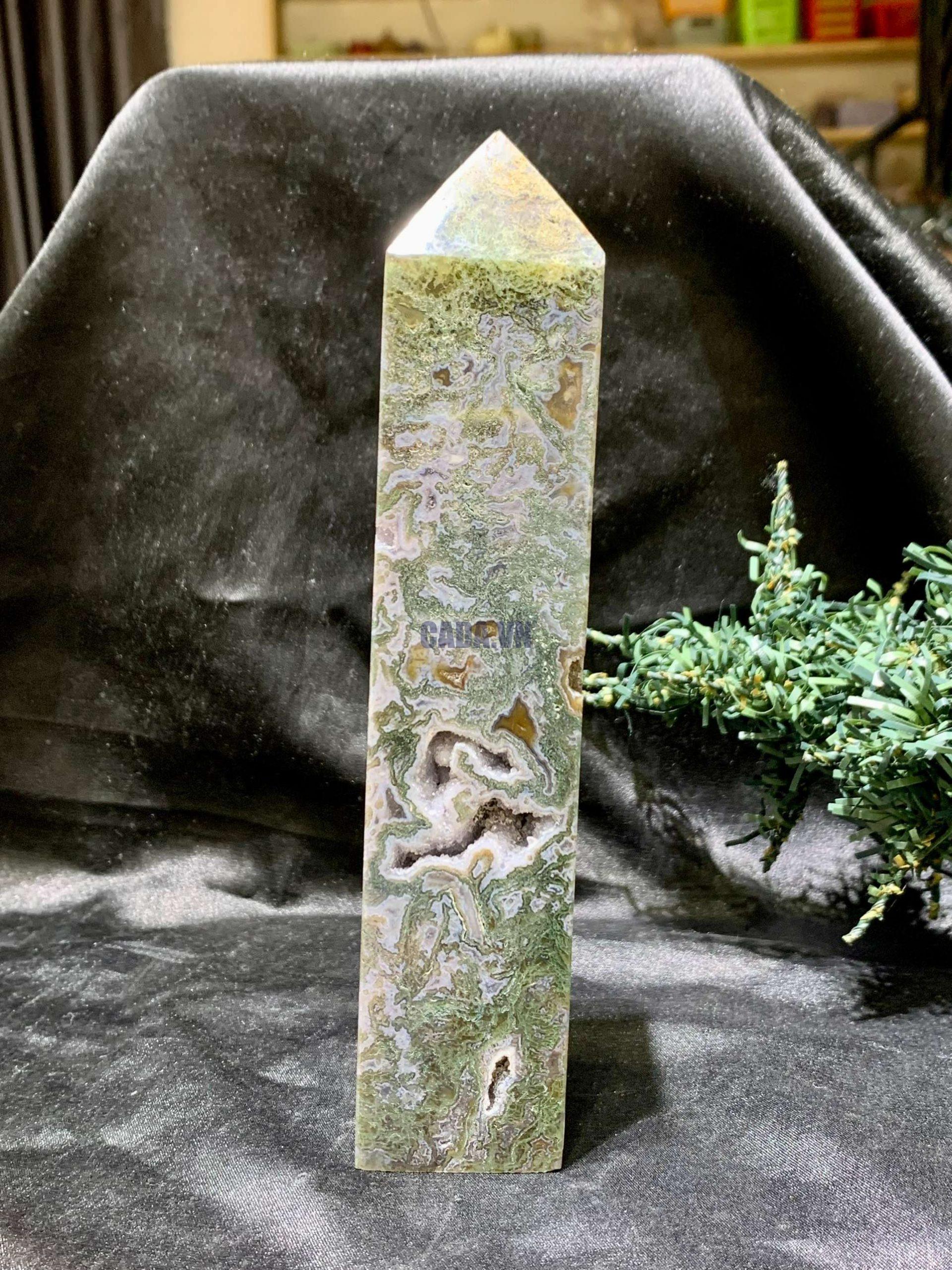 TRỤ MOSS AGATE (MA20), KT: 17*4CM, KL: 628GRAM| CADA DECOR