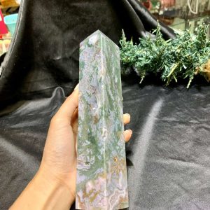 TRỤ MOSS AGATE (MA22), KT: 21*3,5CM, KL: 778GRAM| CADA DECOR