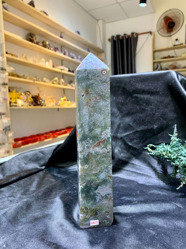 TRỤ MOSS AGATE (MA23), KT: 20,5*3,5CM, KL: 632GRAM| CADA DECOR