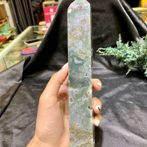 TRỤ MOSS AGATE (MA23), KT: 20,5*3,5CM, KL: 632GRAM| CADA DECOR