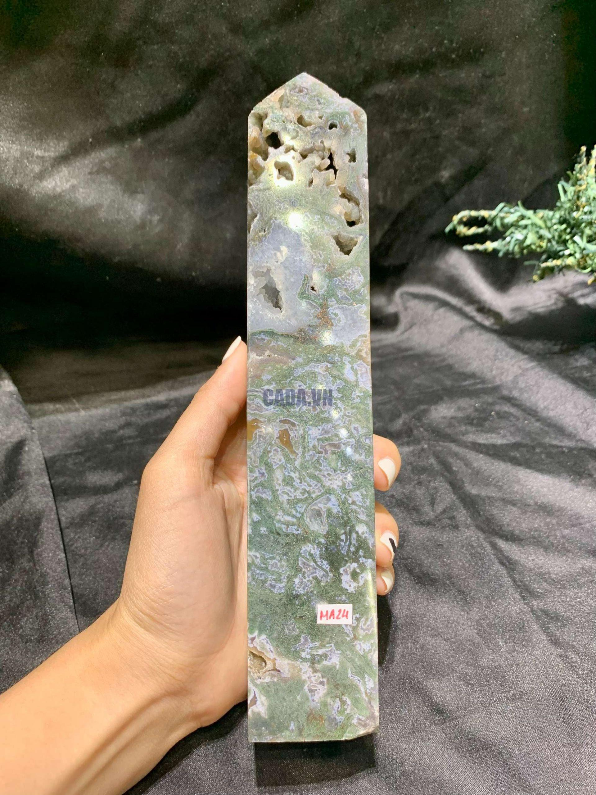 TRỤ MOSS AGATE (MA24), KT: 22*3,5CM, KL: 814GRAM| CADA DECOR