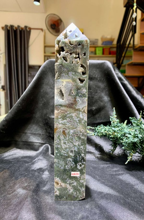 TRỤ MOSS AGATE (MA24), KT: 22*3,5CM, KL: 814GRAM| CADA DECOR