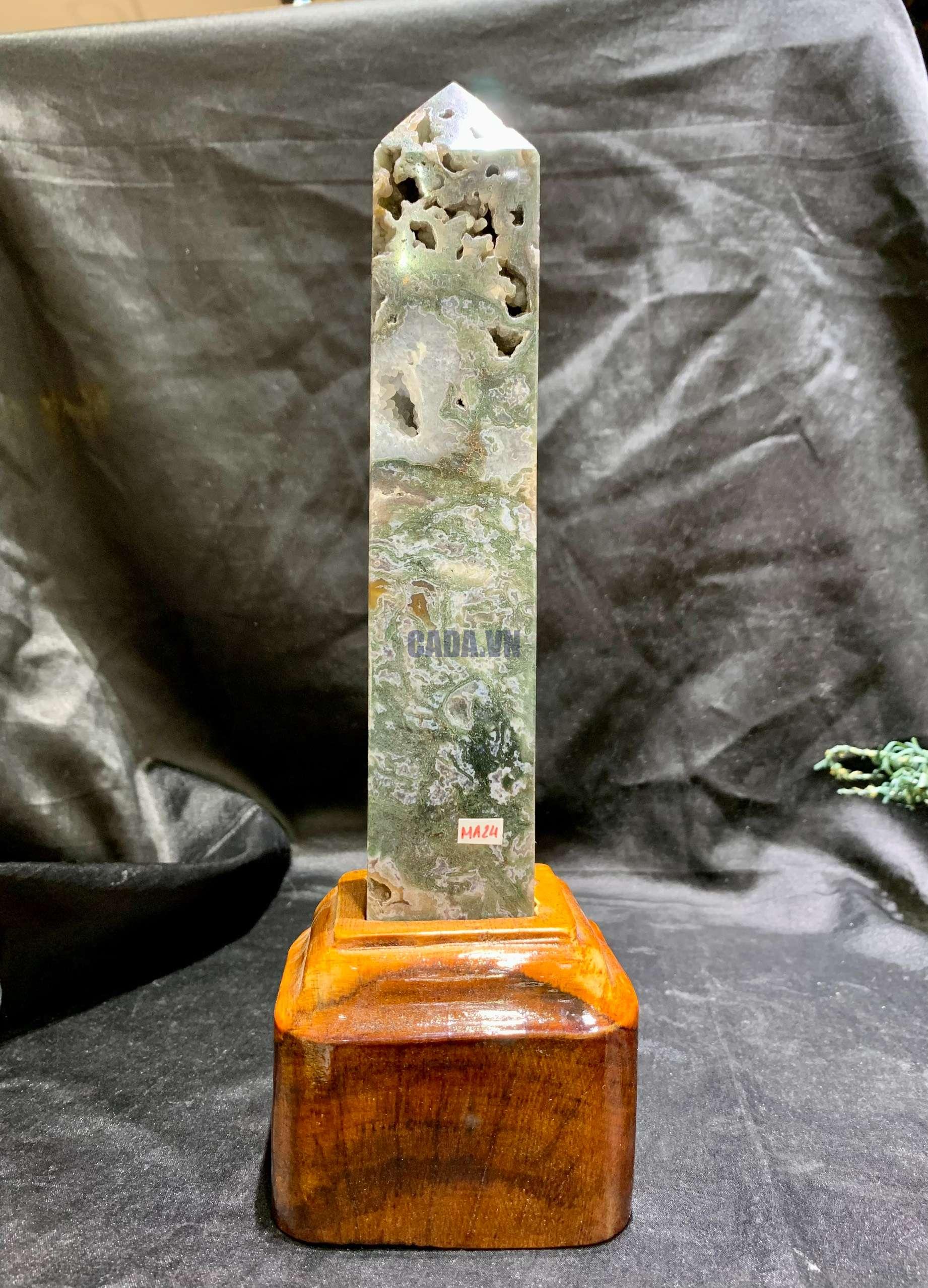 TRỤ MOSS AGATE (MA24), KT: 22*3,5CM, KL: 814GRAM| CADA DECOR