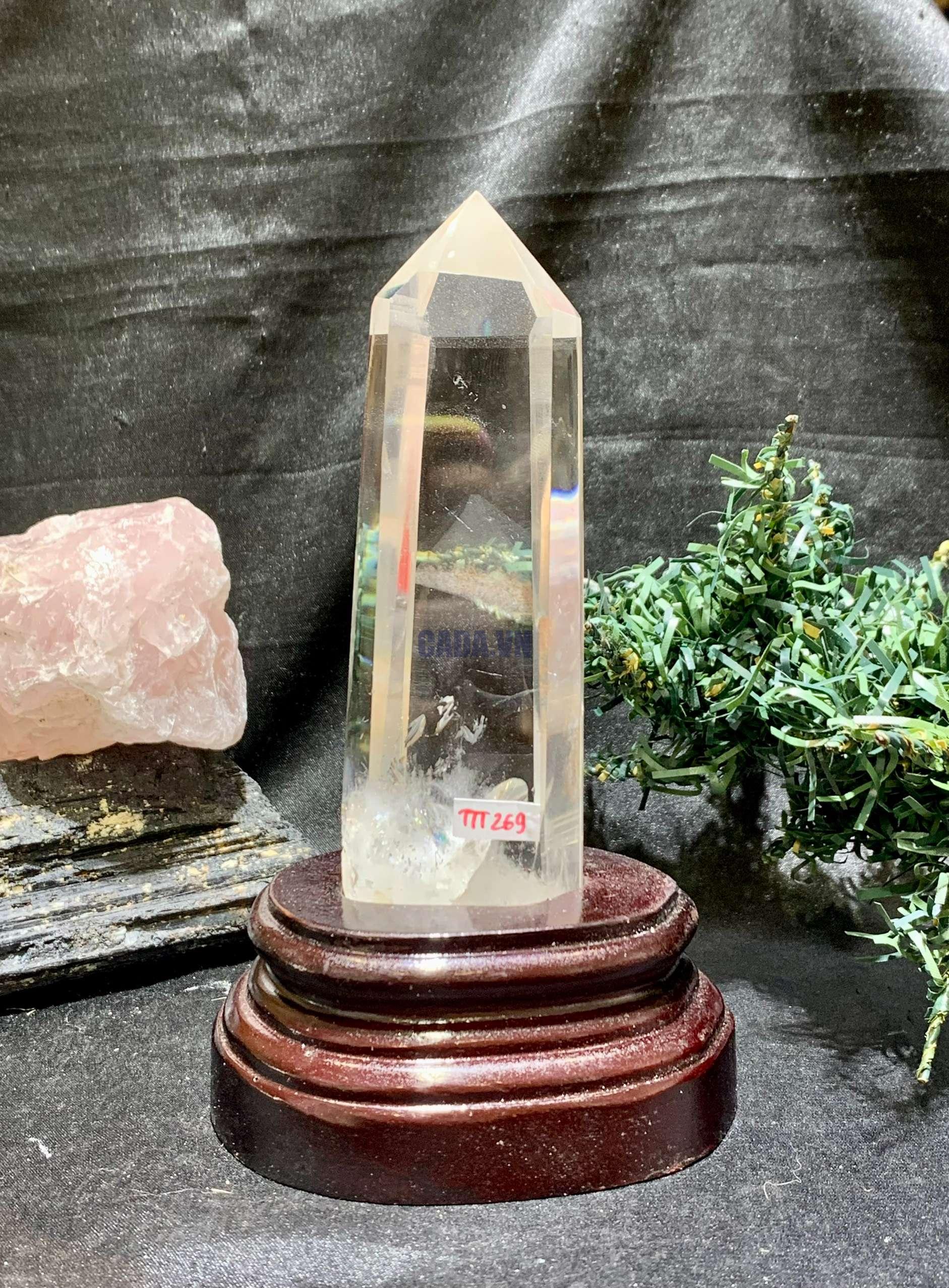 Trụ Thạch Anh Trắng – KT: 14,5*4CM, KL: 316Gram (TTT269) | CADA DECOR Trụ Thạch Anh Trắng – KT: 14,5*4CM, KL: 316Gram (TTT269) | CADA DECOR