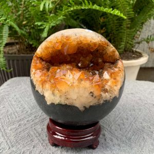 BI CẦU HỐC THẠCH ANH VÀNG (BVH01), ĐK: 14,2CM - KL: 3,486KG