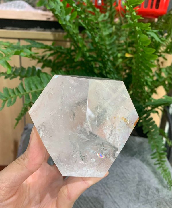 BI GIÁC 12 MẶT ĐÁ THẠCH ANH TRẮNG (BGTr05), KT: 5*5CM – KL: 0,626KG