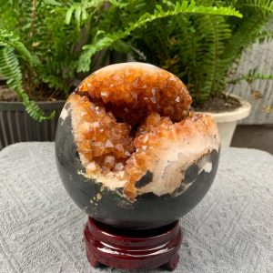BI CẦU HỐC THẠCH ANH VÀNG (BVH06), ĐK: 13,5CM – KL: 3,068KG