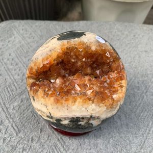 BI CẦU HỐC THẠCH ANH VÀNG (BVH08), ĐK: 11,5CM – KL: 1,932KG