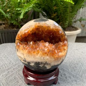 BI CẦU HỐC THẠCH ANH VÀNG (BVH08), ĐK: 11,5CM – KL: 1,932KG