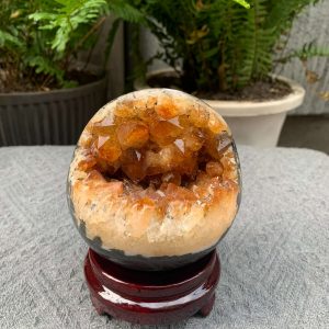 BI CẦU HỐC THẠCH ANH VÀNG (BVH10), ĐK: 10,4CM – KL: 1,308KG