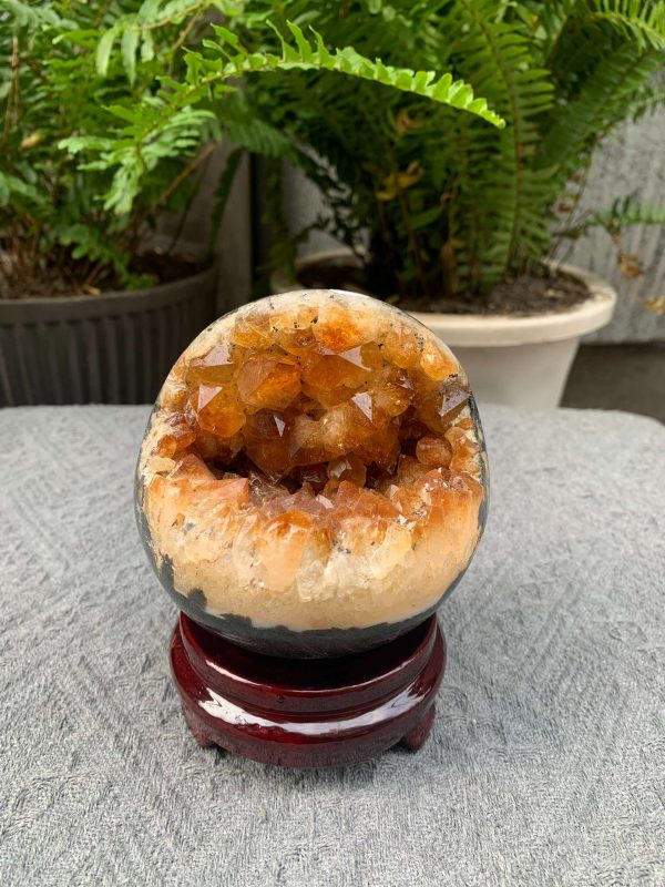 BI CẦU HỐC THẠCH ANH VÀNG (BVH10), ĐK: 10,4CM – KL: 1,308KG