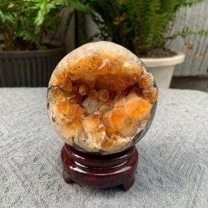 BI CẦU HỐC THẠCH ANH VÀNG (BVH13), ĐK: 8,9CM – KL: 0,81KG