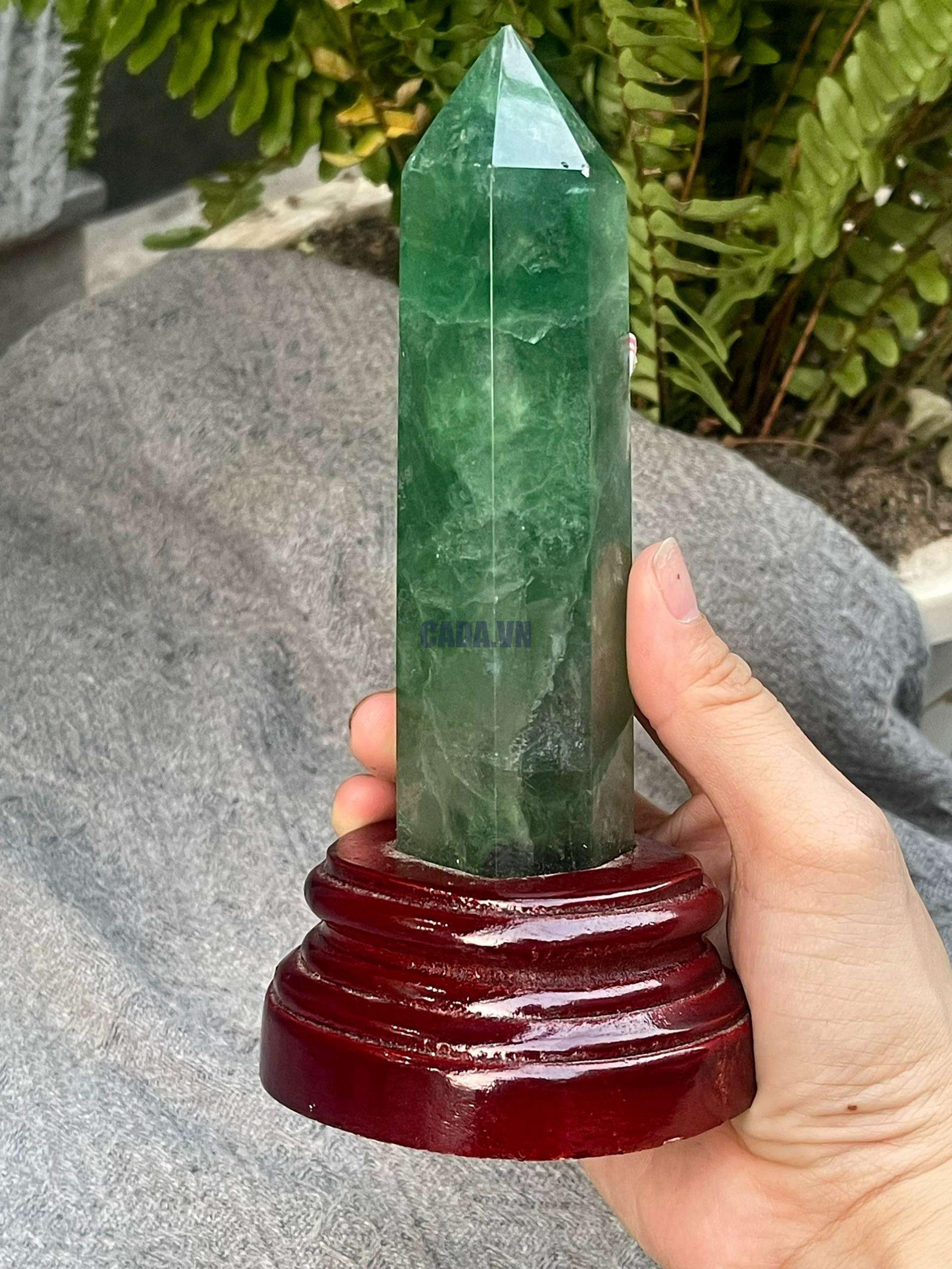 Trụ Fluorite Xanh – Green Fluorite Point (TF140), KT: 17*4CM – KL: 0,35KG 