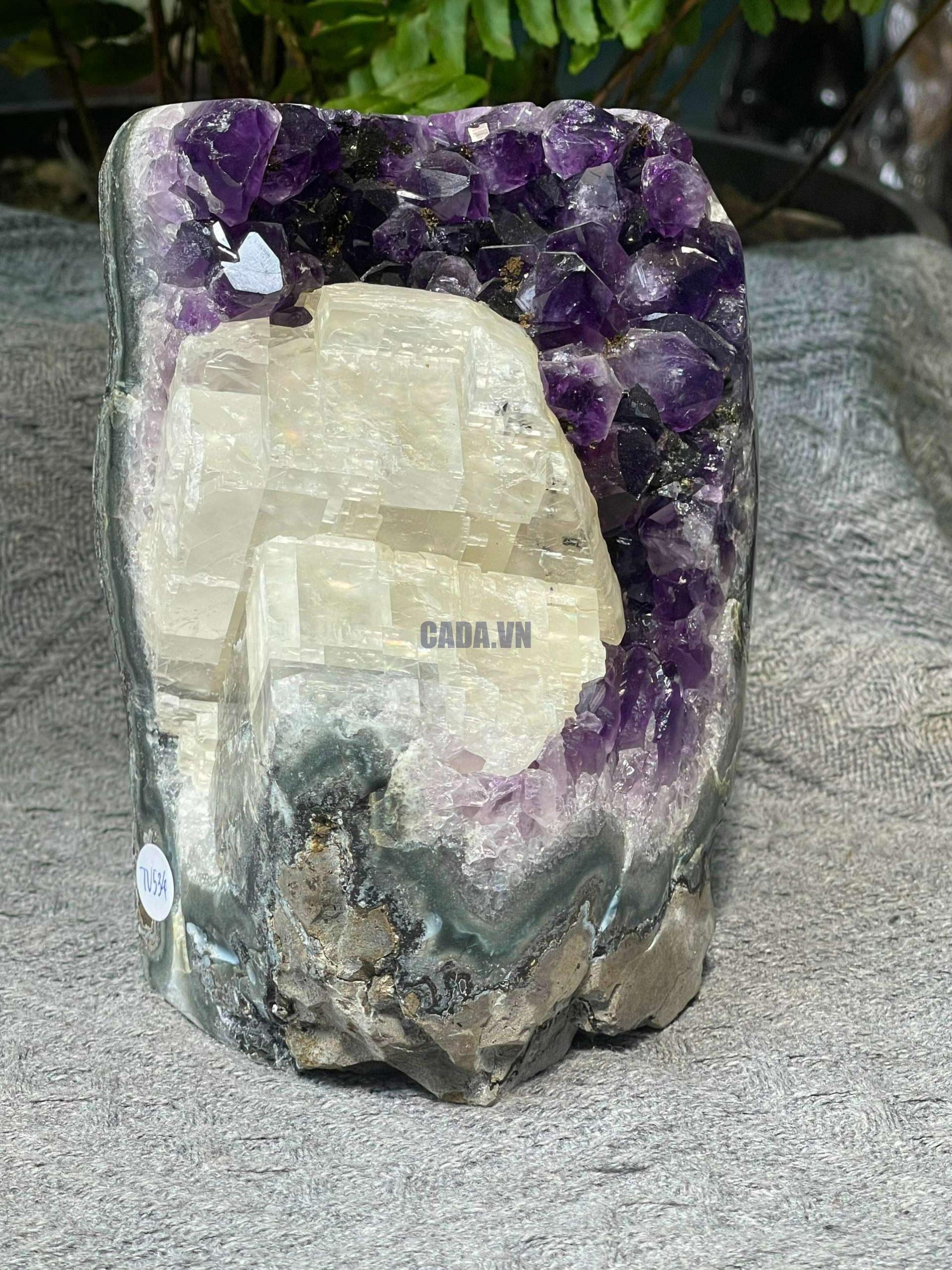 HỐC THẠCH ANH TÍM NHỎ – SMALL AMETHYST GEODE (TV534), KL: 1,412KG, KT: 12*9,5CM