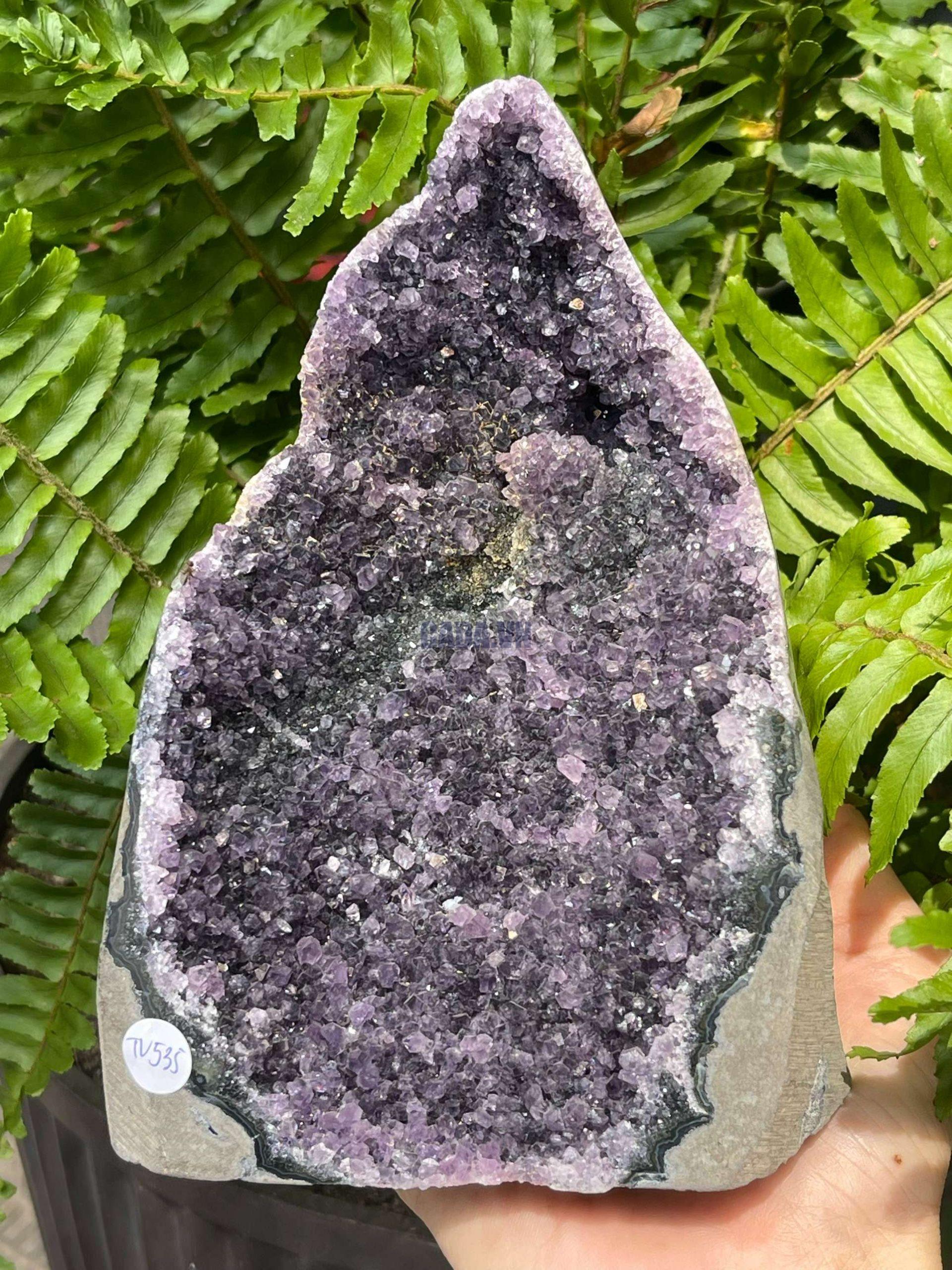 HỐC THẠCH ANH TÍM NHỎ – SMALL AMETHYST GEODE (TV535), KL: 1,392KG, KT: 16*10CM