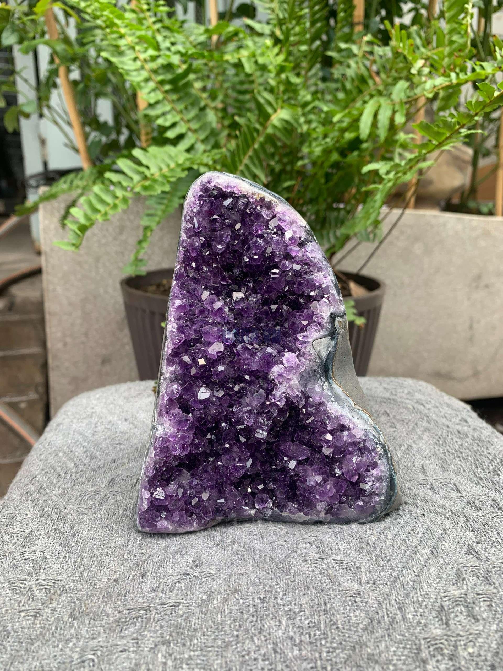 HỐC THẠCH ANH TÍM NHỎ – SMALL AMETHYST GEODE (TV555), KL: 0,874KG, KT: 13,5*9CM