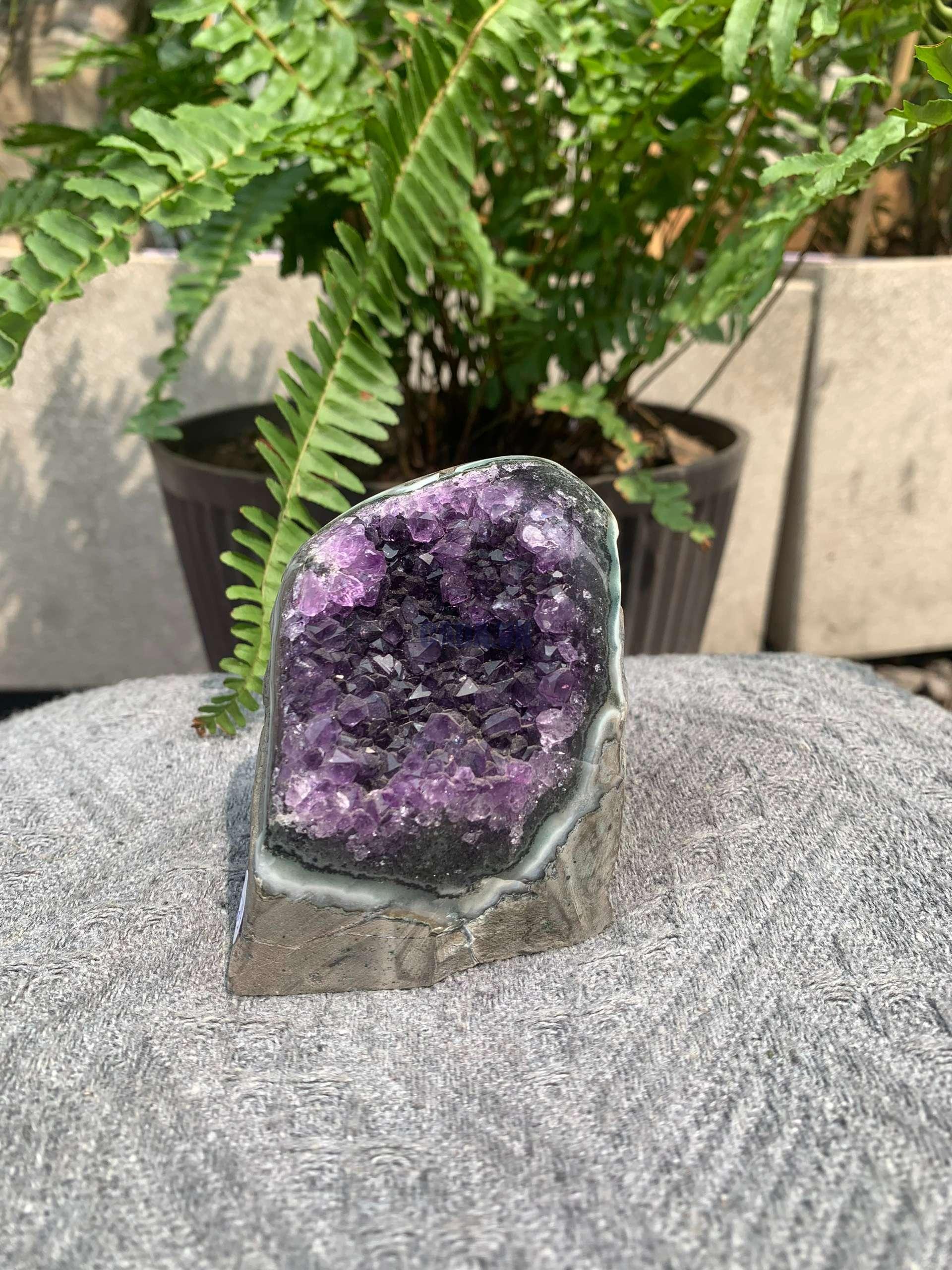 HỐC THẠCH ANH TÍM NHỎ – SMALL AMETHYST GEODE (TV569), KL: 0,428KG, KT: 8*6CM