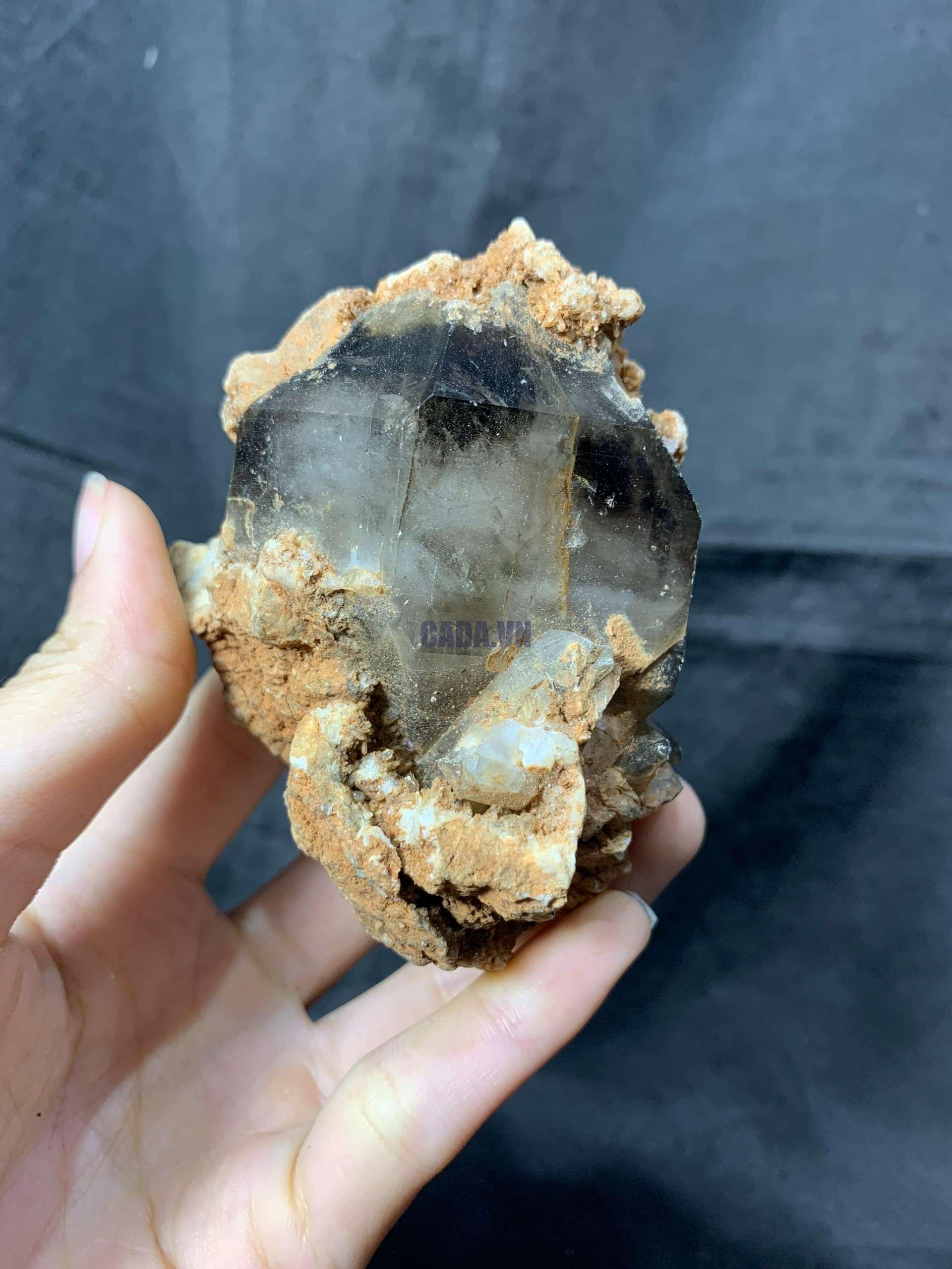 Agate Geode with Smoky Quartz - Hốc Mã Não cộng sinh tinh thể Thạch Anh Khói | CADA DECOR