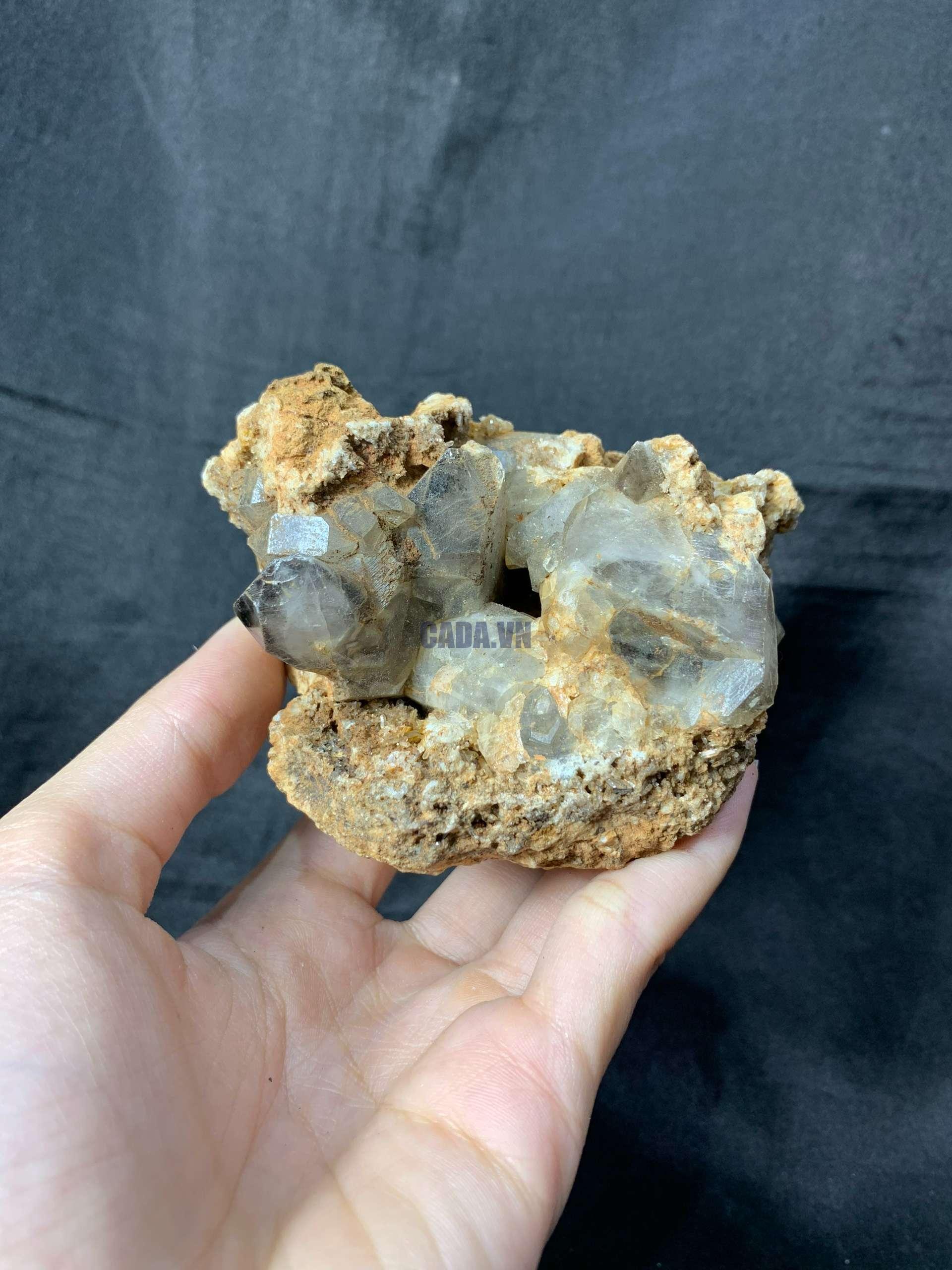 Agate Geode with Smoky Quartz - Hốc Mã Não cộng sinh tinh thể Thạch Anh Khói | CADA DECOR