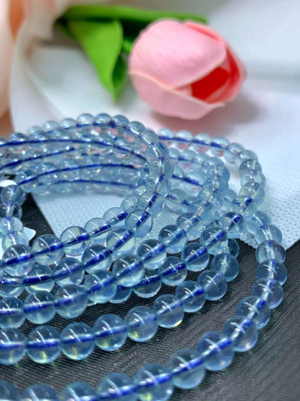 Vòng chuỗi 3 quấn Aquamarine - Ngọc Hải Lam sze ~6mm | CADA DECOR