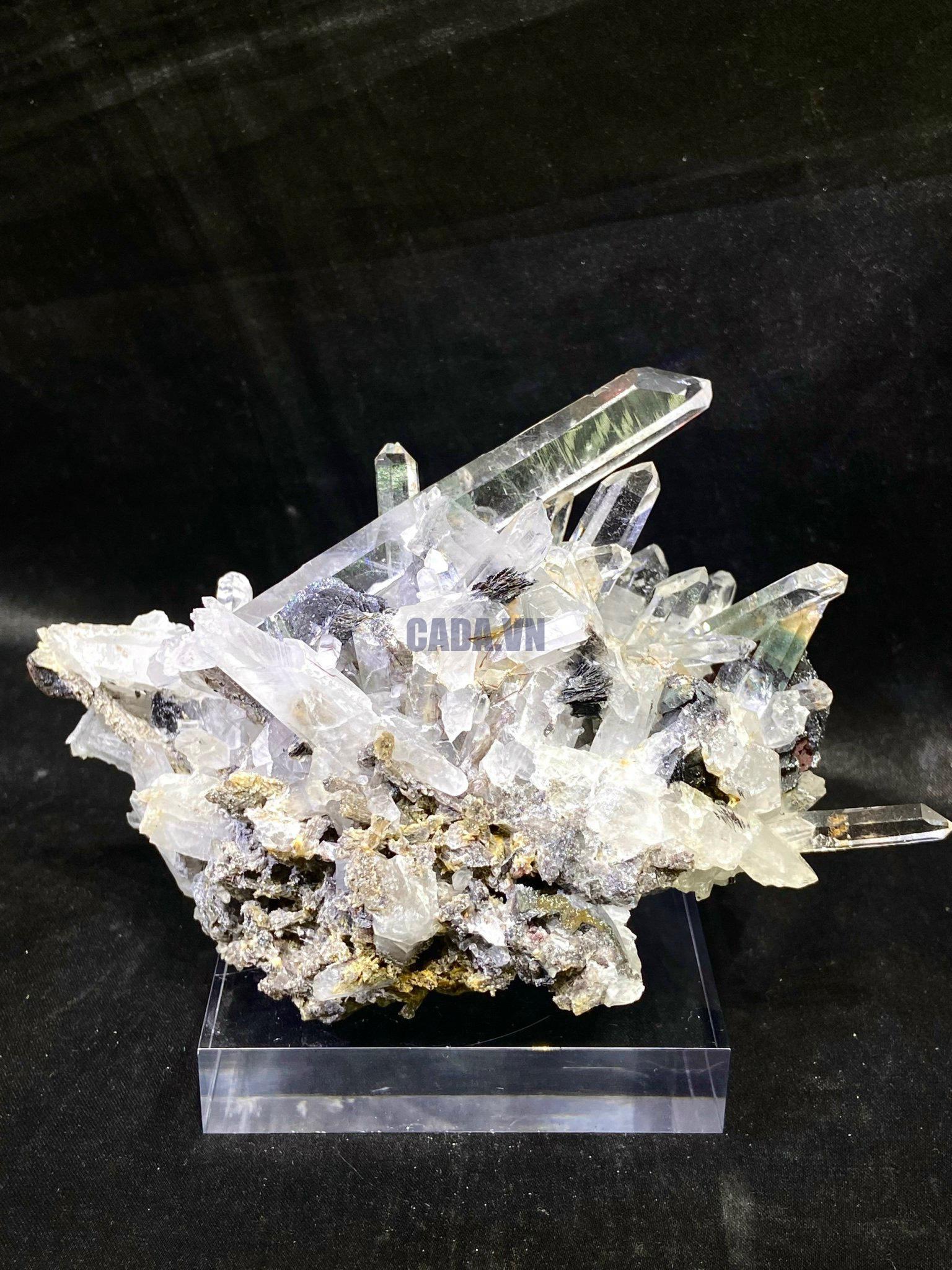 Tinh thể Speculerite and Quartz - Tinh thể Thạch Anh cộng sinh Bông Hồng Đen | CADA DECOR