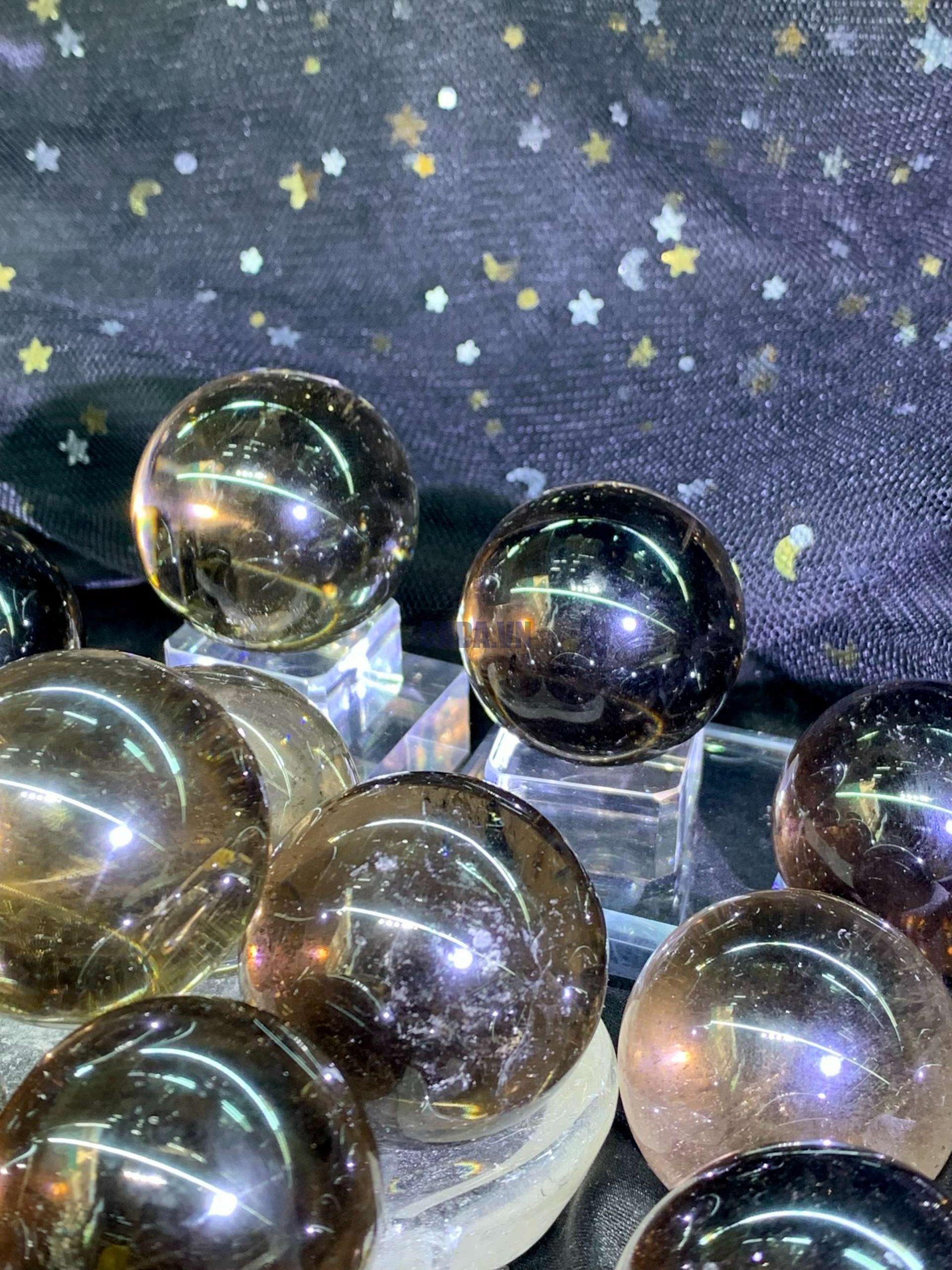 Bi cầu Thạch Anh Khói - Smoky Quartz, Bi Cầu Lăn Tay Đá Thạch Anh | CADA DECOR
