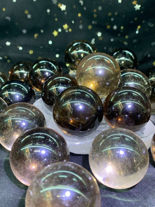 Bi cầu Thạch Anh Khói - Smoky Quartz, Bi Cầu Lăn Tay Đá Thạch Anh | CADA DECOR