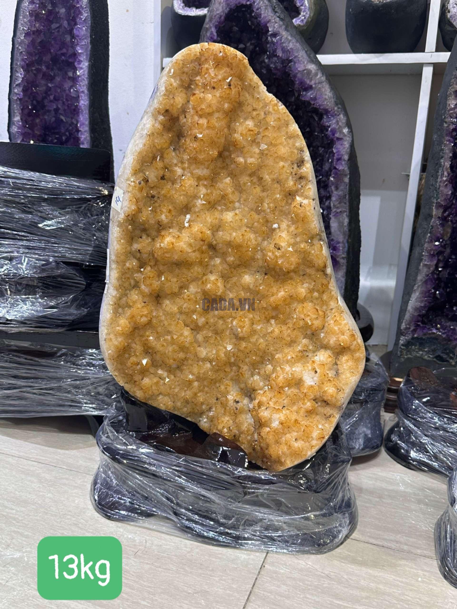 Vỉ Mầm Thạch Anh Vàng - Citrine, KT: 55x31CM (cả đế) - KL: 13KG | CADA DECOR