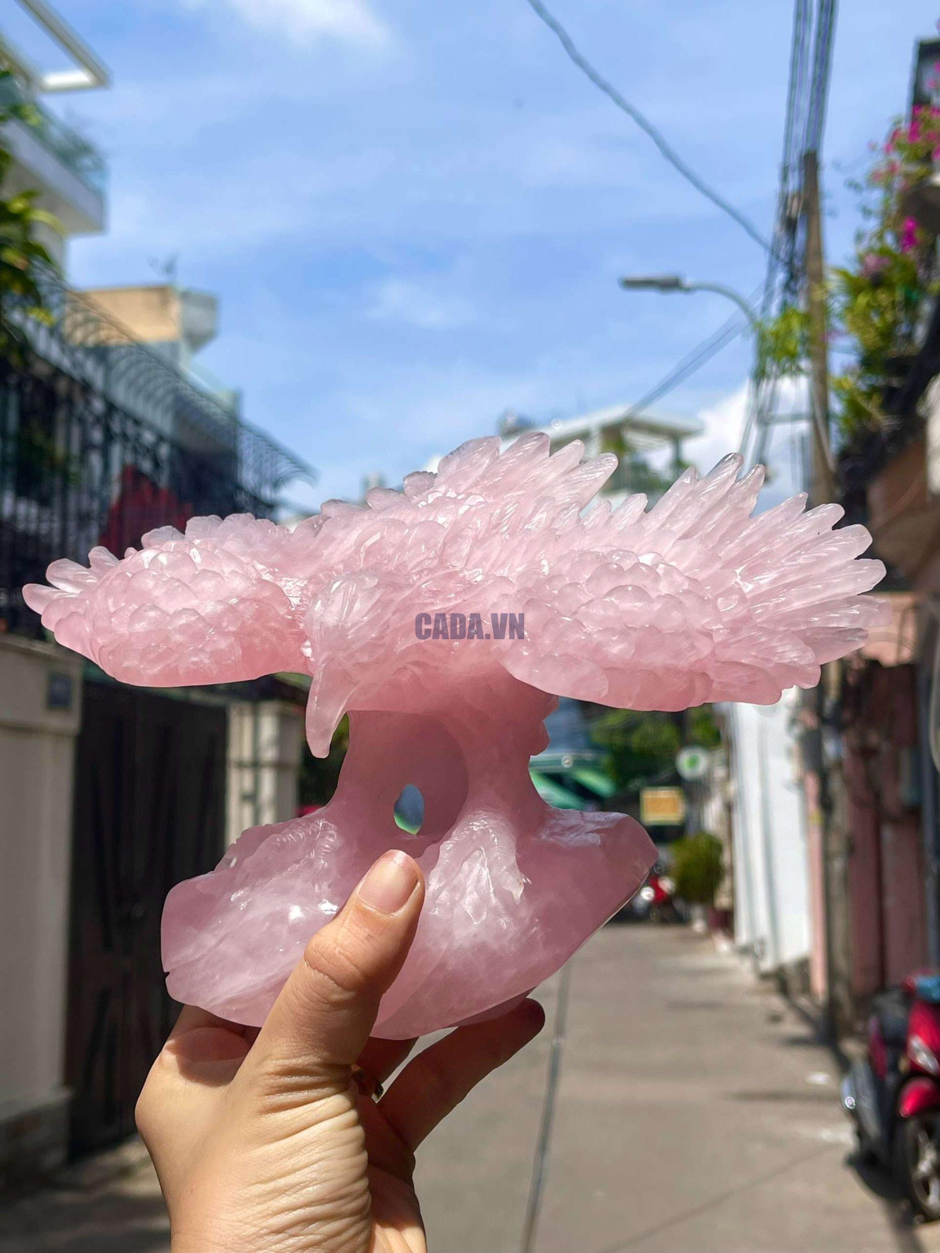 Đại Bàng Thạch Anh Hồng, KT: 16x23x17cm - KL: 1,94kg | CADA DECOR